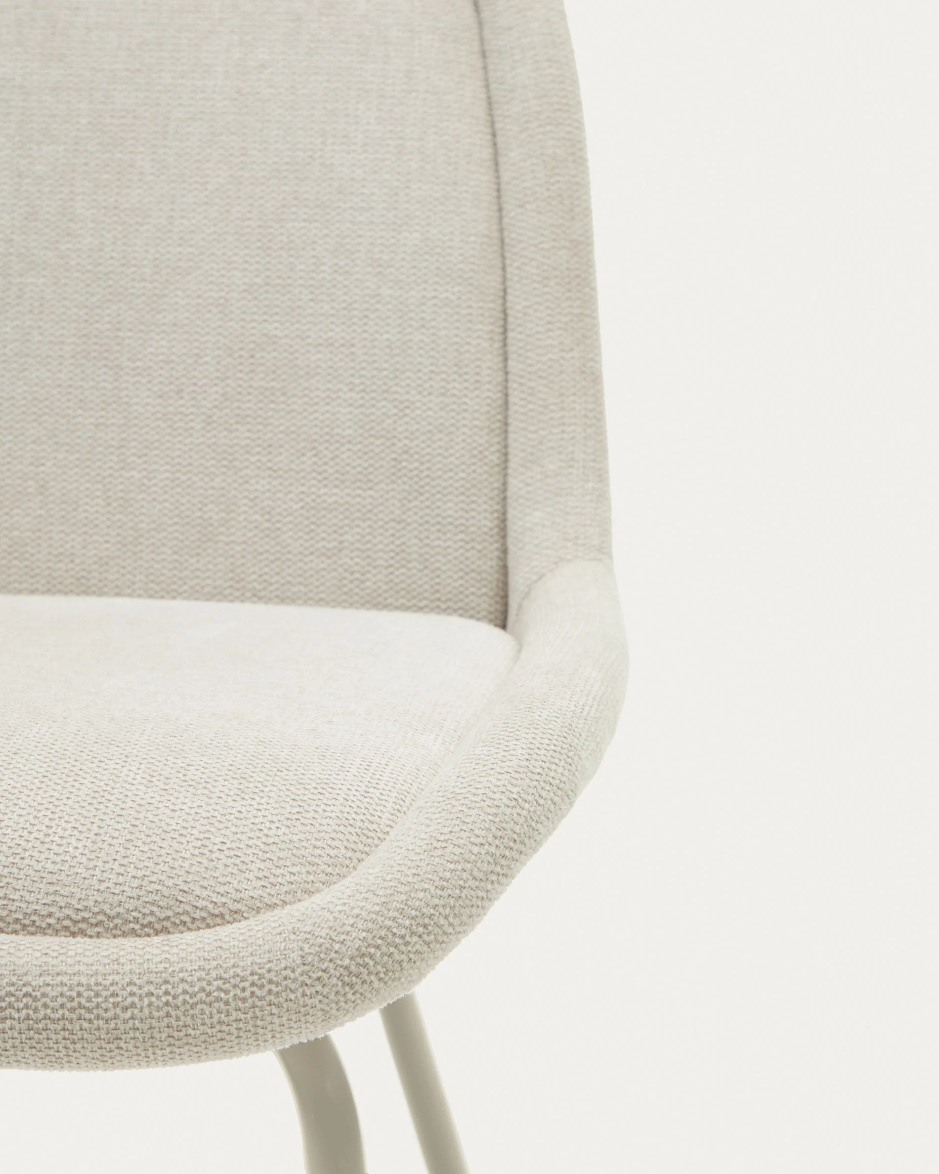 Aimin chair in beige chenille and steel legs with a matte beige painted finish FSC Mix Credit - Image 3