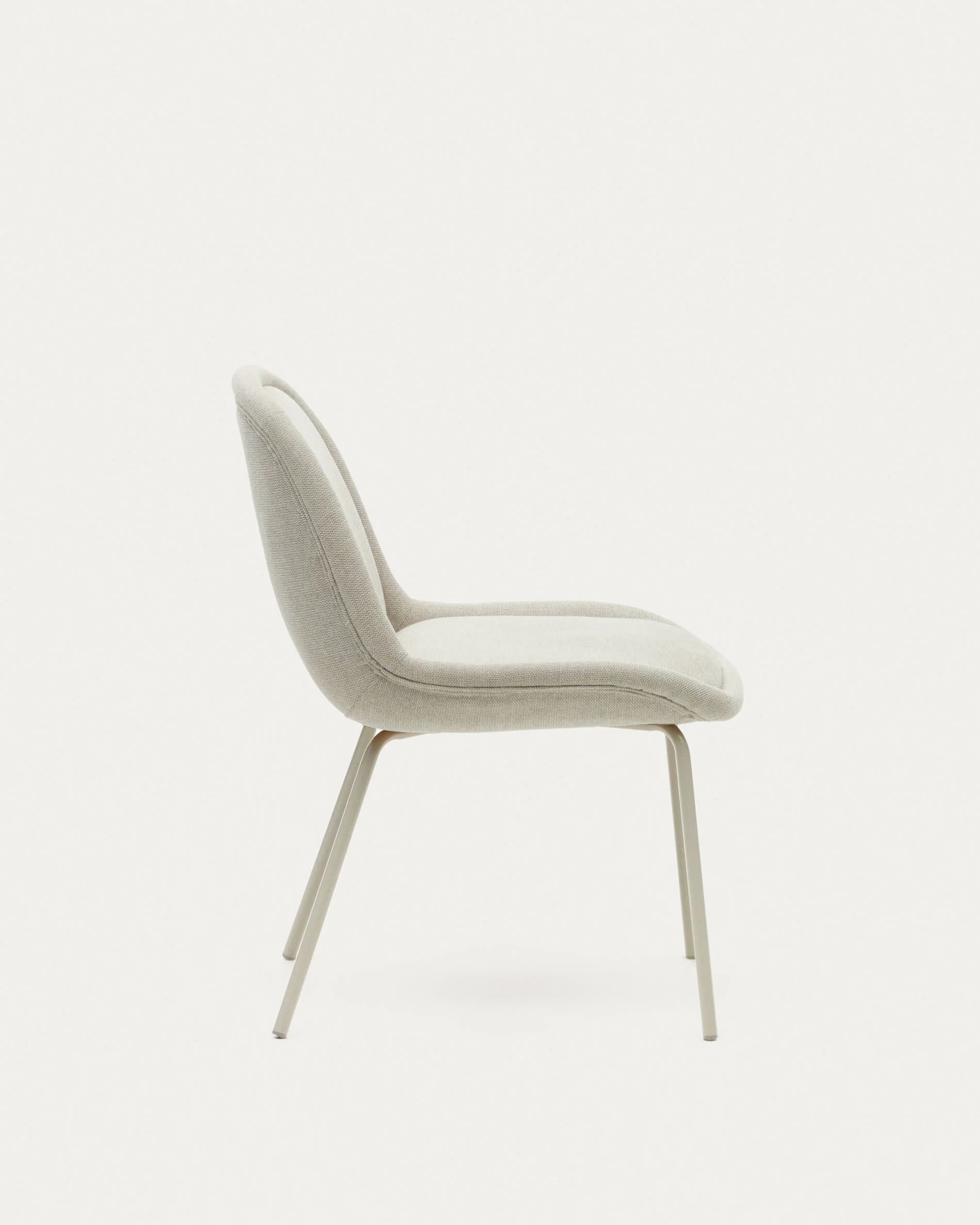 Aimin chair in beige chenille and steel legs with a matte beige painted finish FSC Mix Credit - Image 5