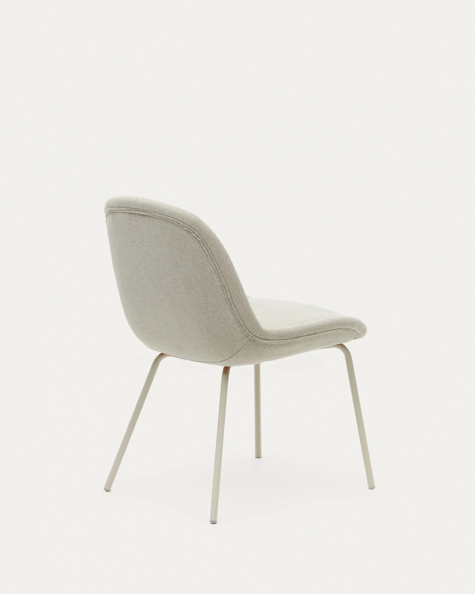 Aimin chair in beige chenille and steel legs with a matte beige painted finish FSC Mix Credit - Image 6