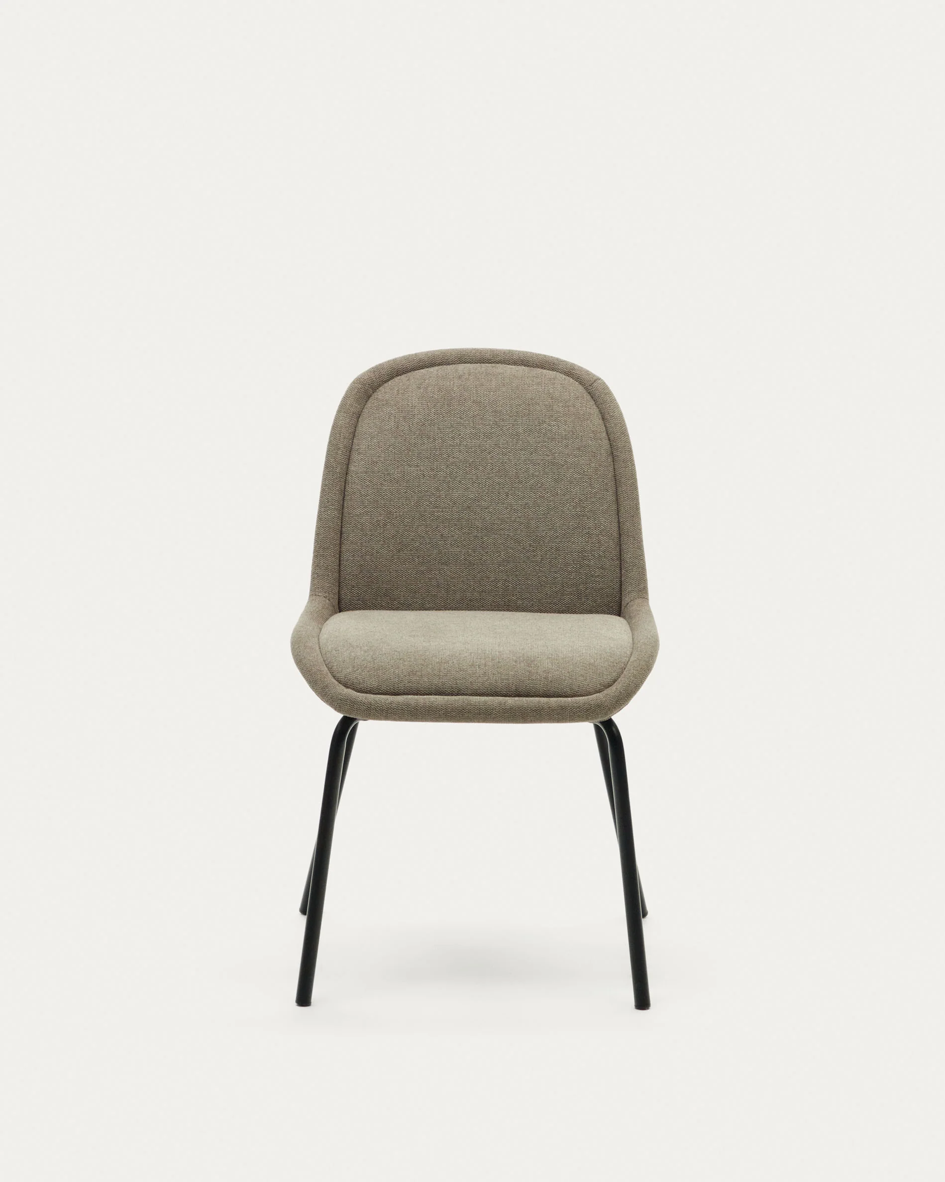 Aimin chair in brown chenille and steel legs with a matte black painted finish - Image 3