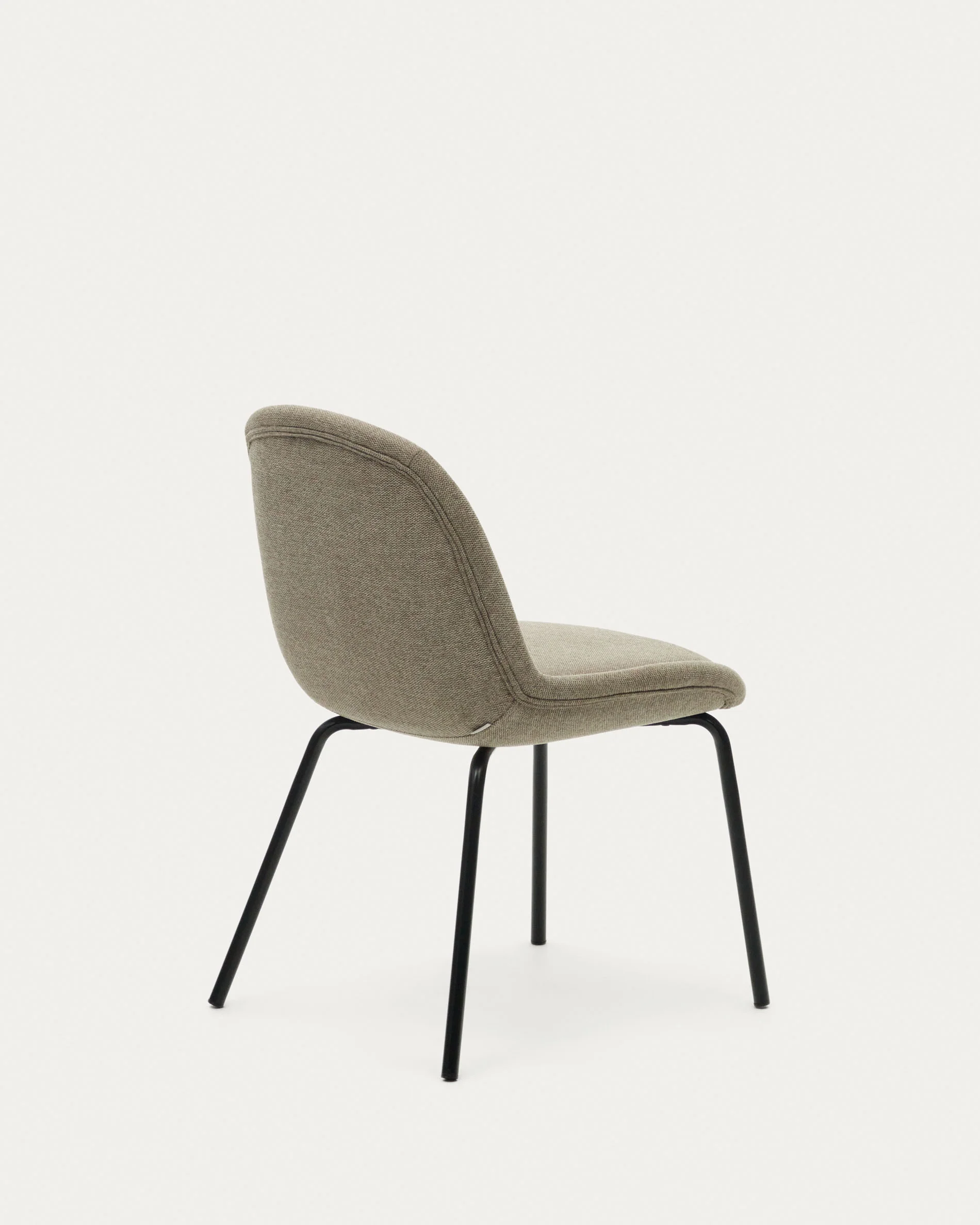 Aimin chair in brown chenille and steel legs with a matte black painted finish - Image 4