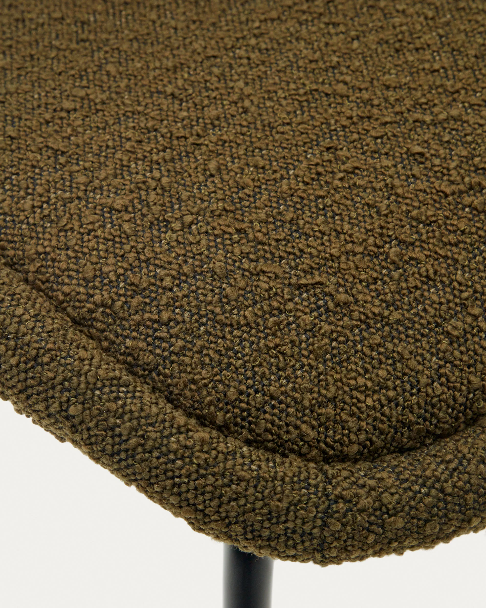 Aimin chair in green bouclé and steel legs with a matte black painted finish FSC Mix Credit - Image 6