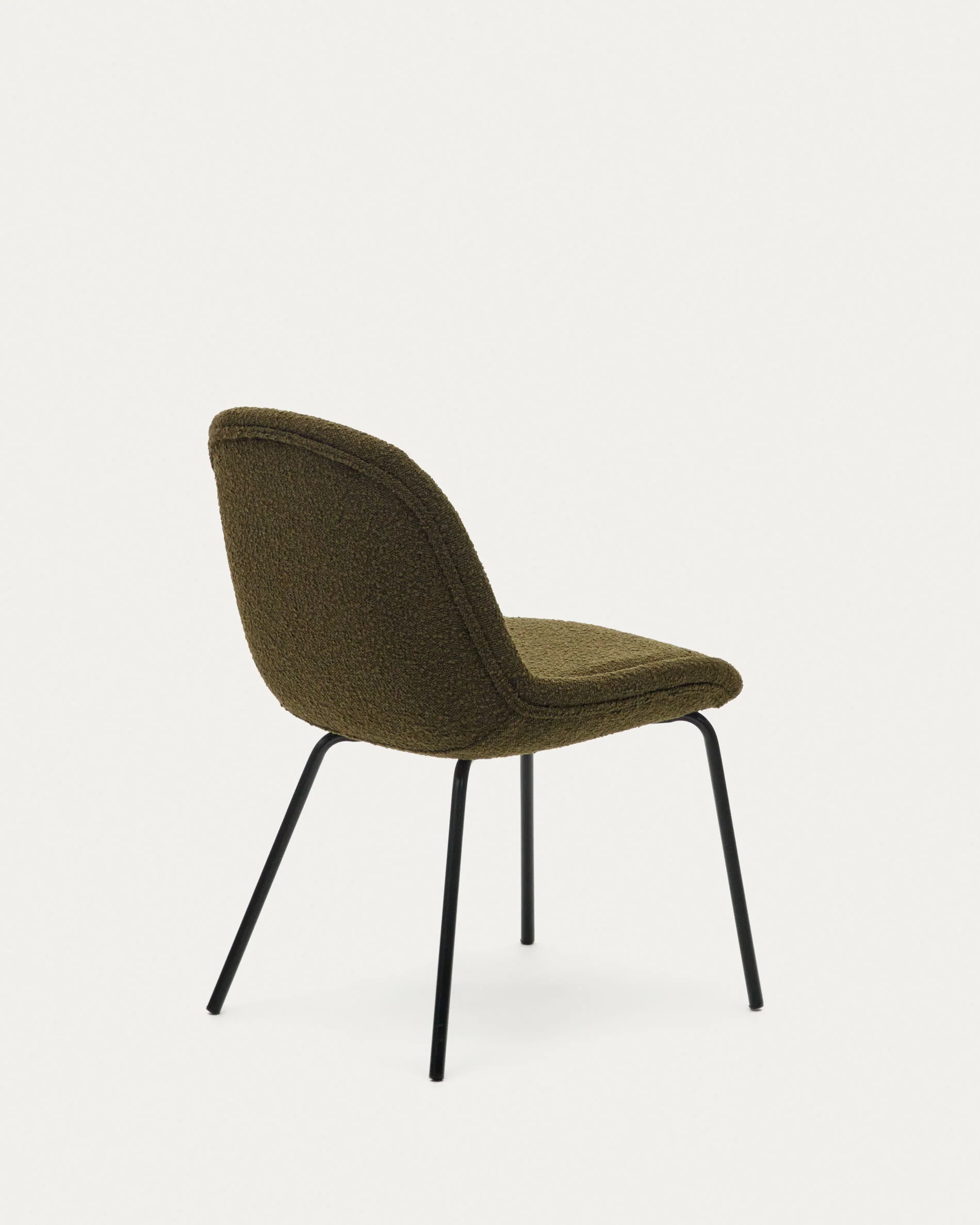 Aimin chair in green bouclé and steel legs with a matte black painted finish FSC Mix Credit - Image 7