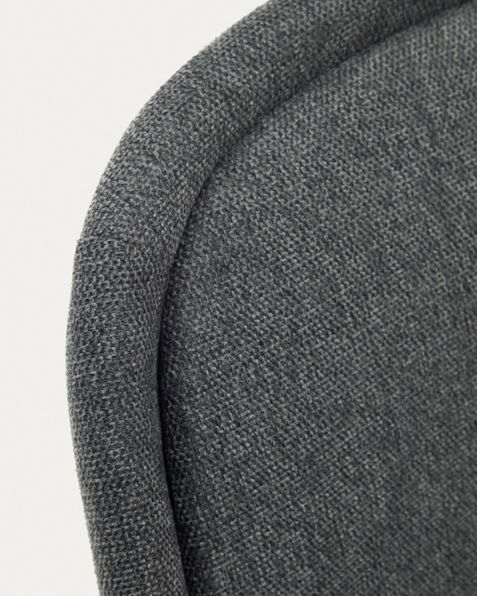 Aimin chair in grey chenille and steel legs with a matte black painted finish - Image 3