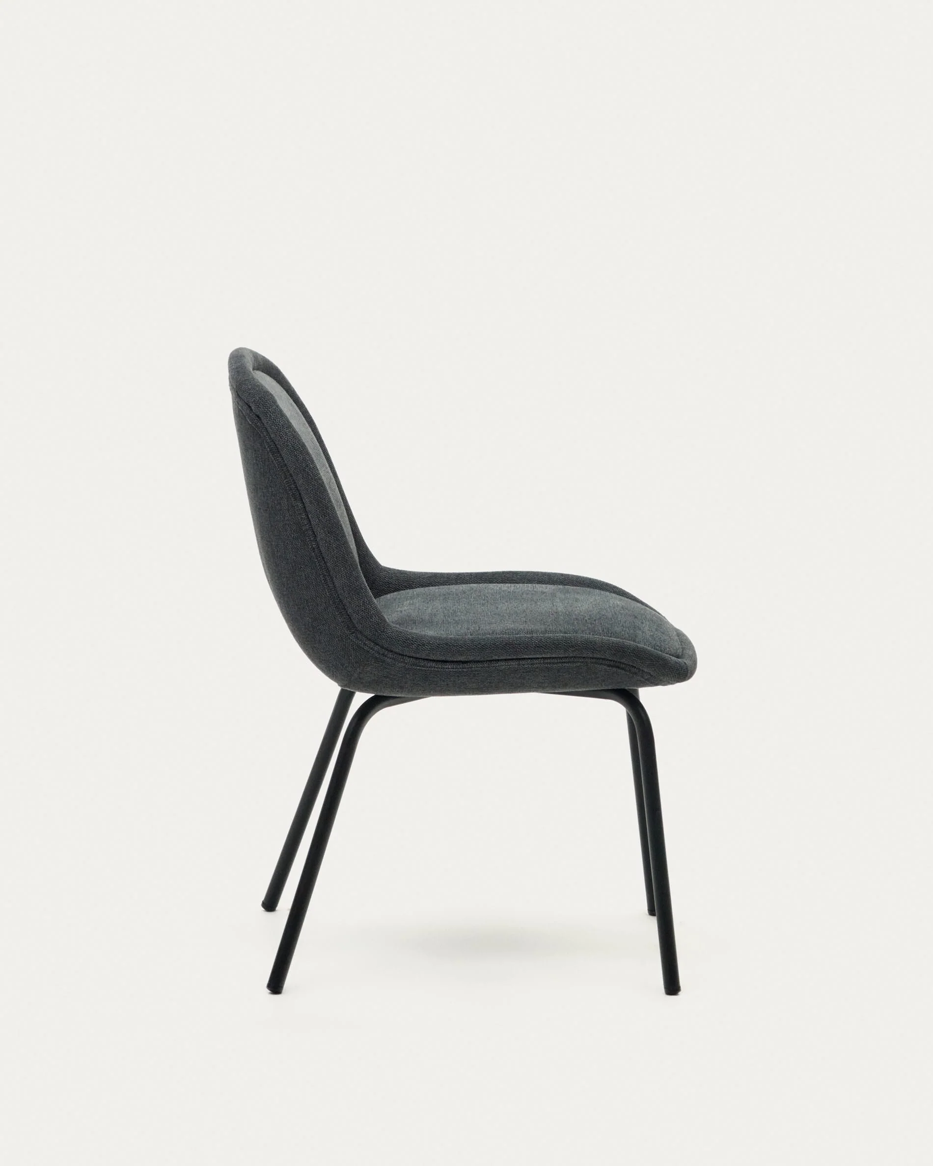 Aimin chair in grey chenille and steel legs with a matte black painted finish - Image 4