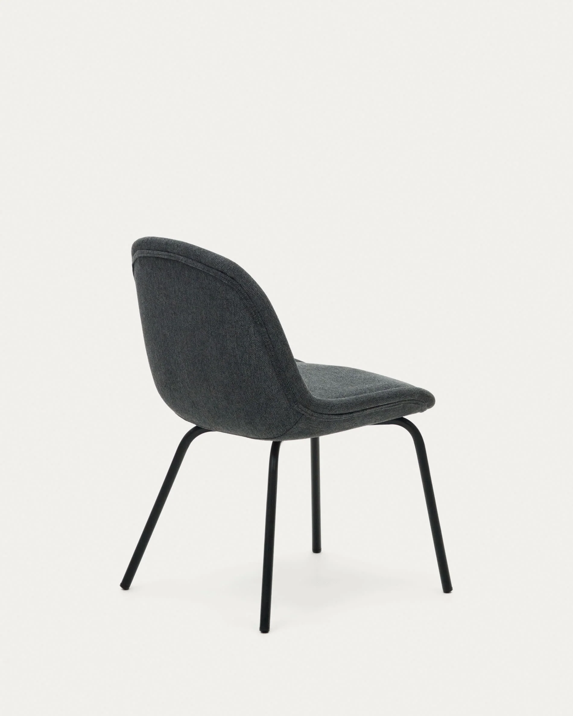 Aimin chair in grey chenille and steel legs with a matte black painted finish - Image 6