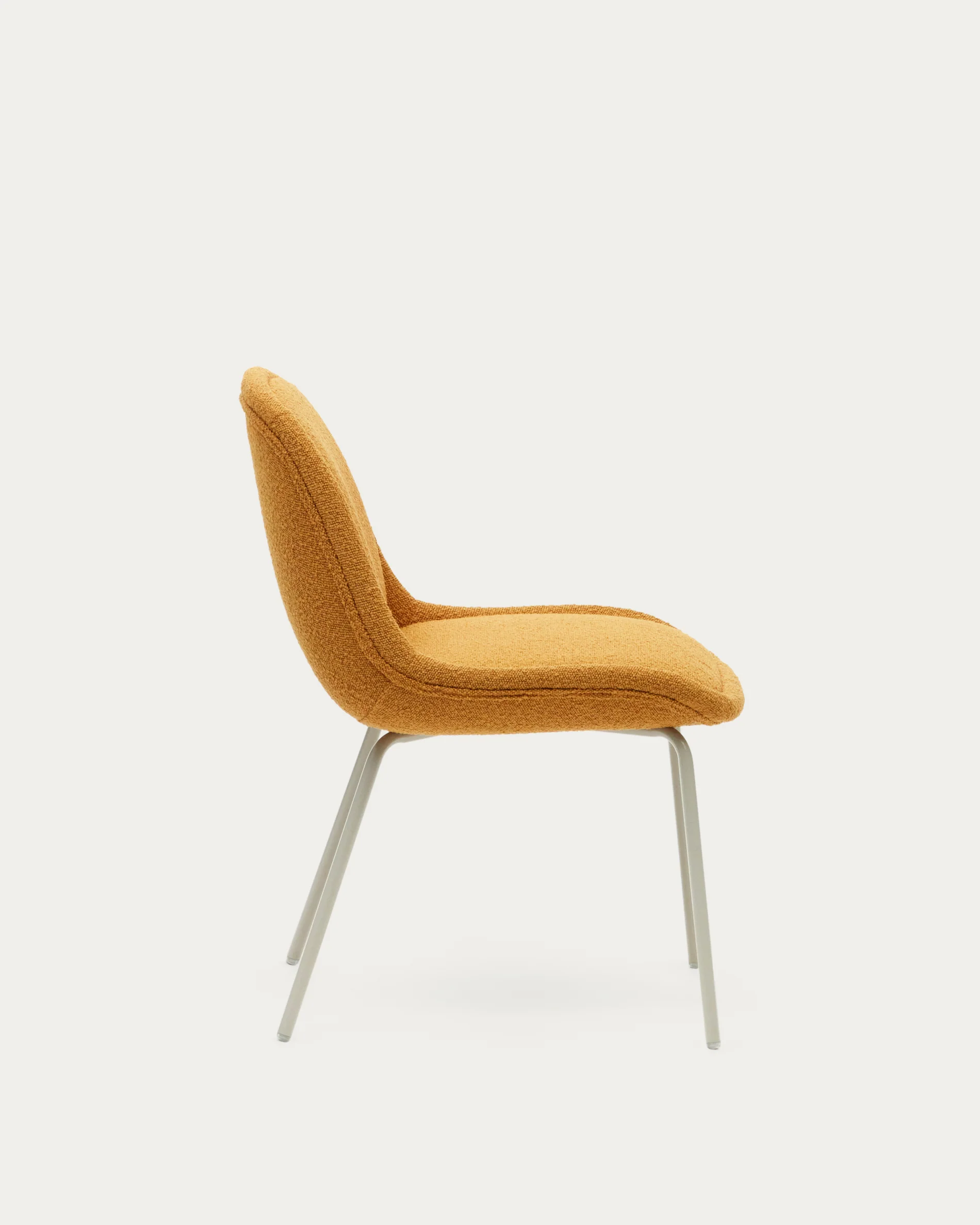 Aimin chair in mustard bouclé and steel legs with a matte beige painted finish FSC Mix Credit - Image 6
