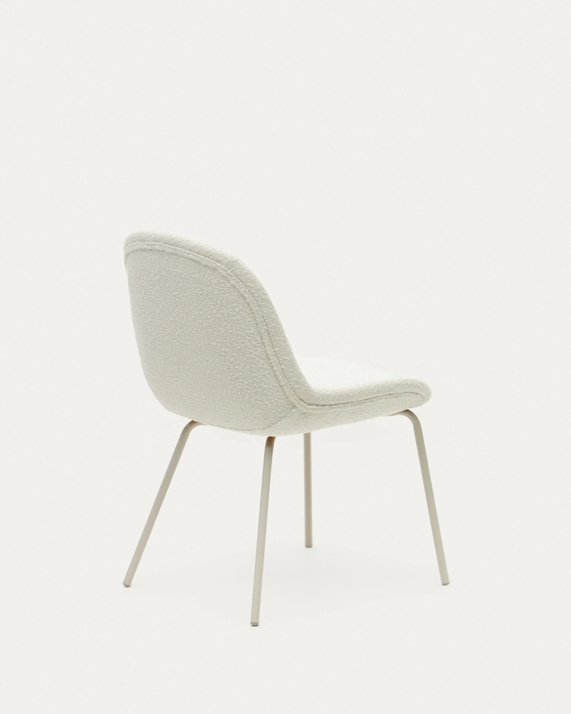 Aimin chair in white bouclé and steel legs with a matte beige painted finish - Image 8