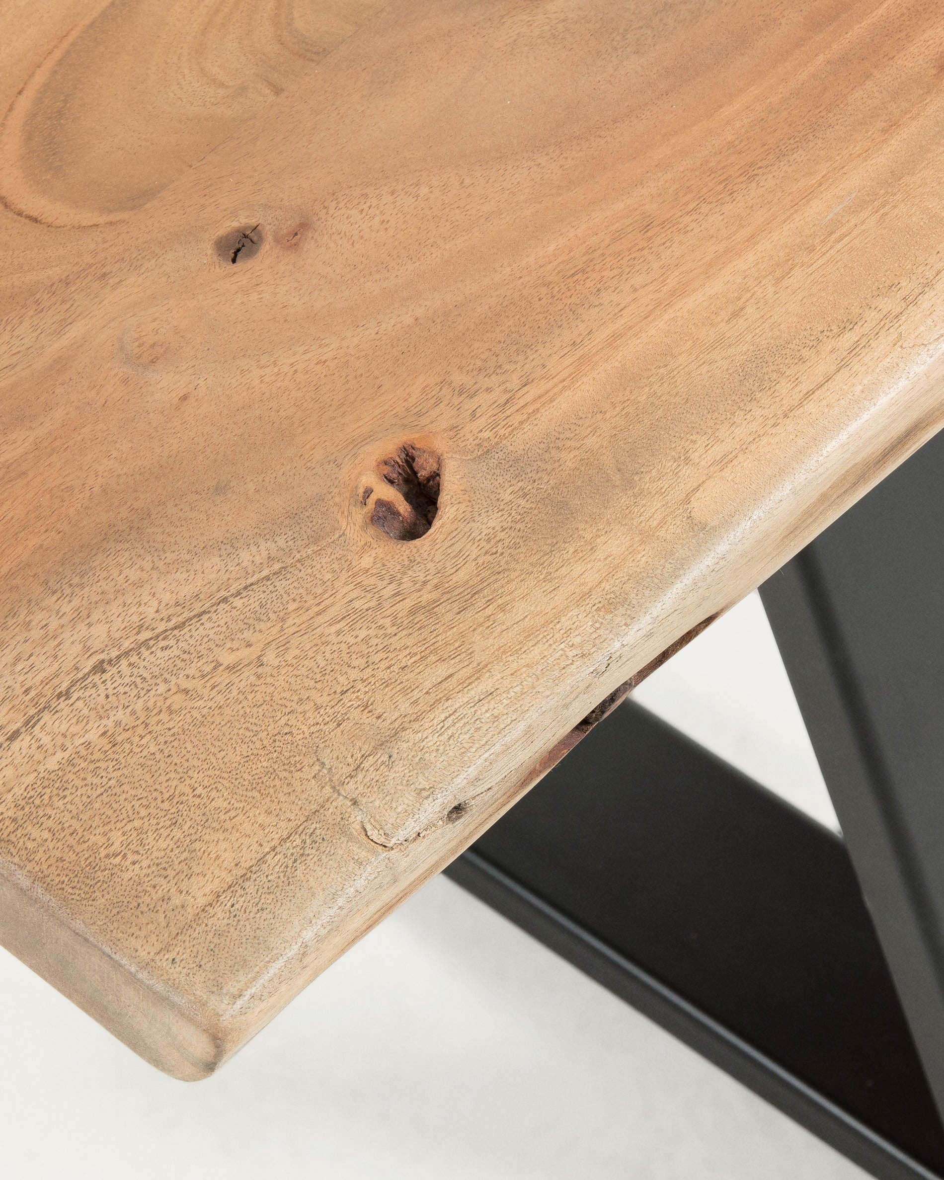 Alaia bench in solid acacia wood with black steel legs, 160 cm - Image 3