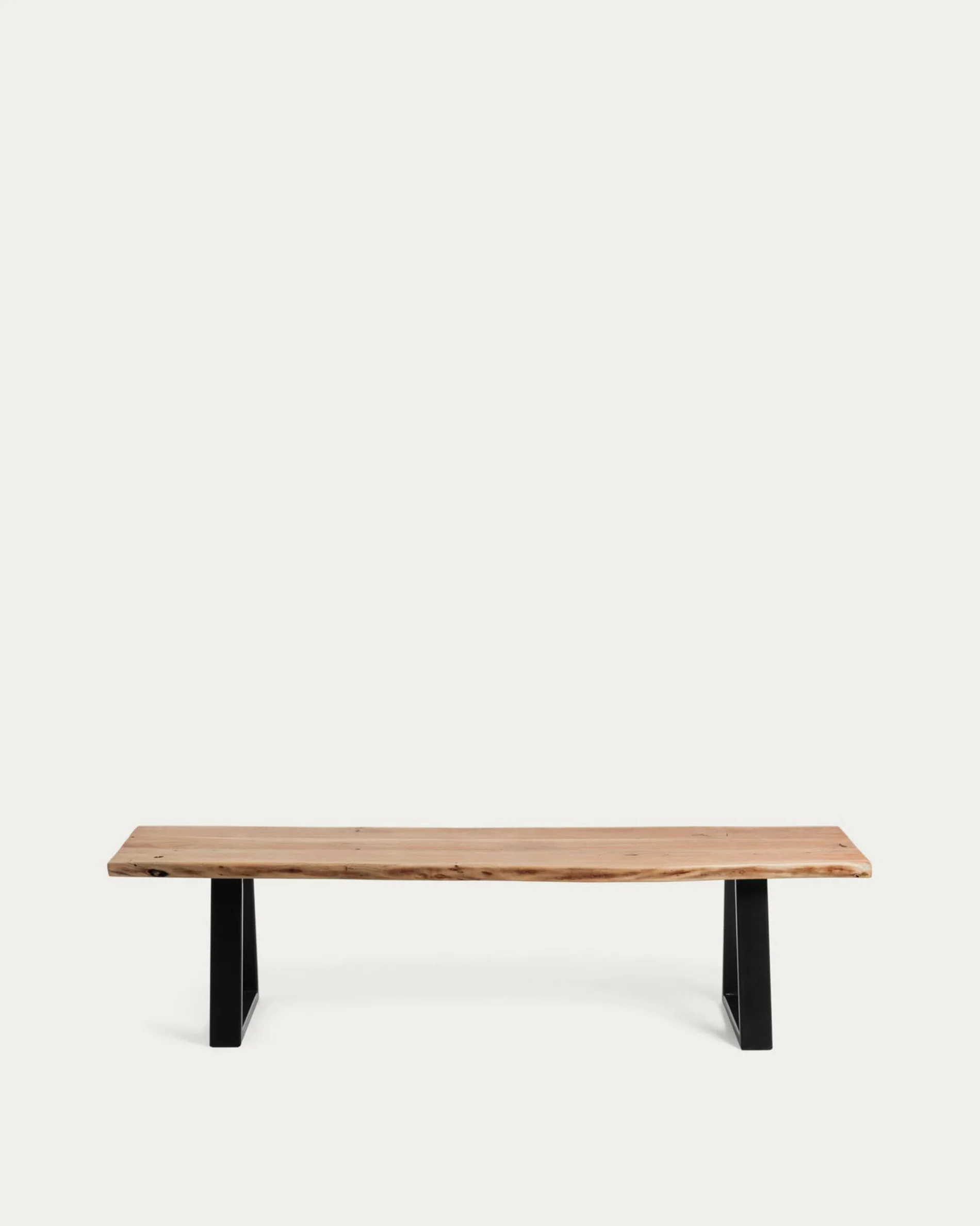 Alaia bench in solid acacia wood with black steel legs, 160 cm - Image 5