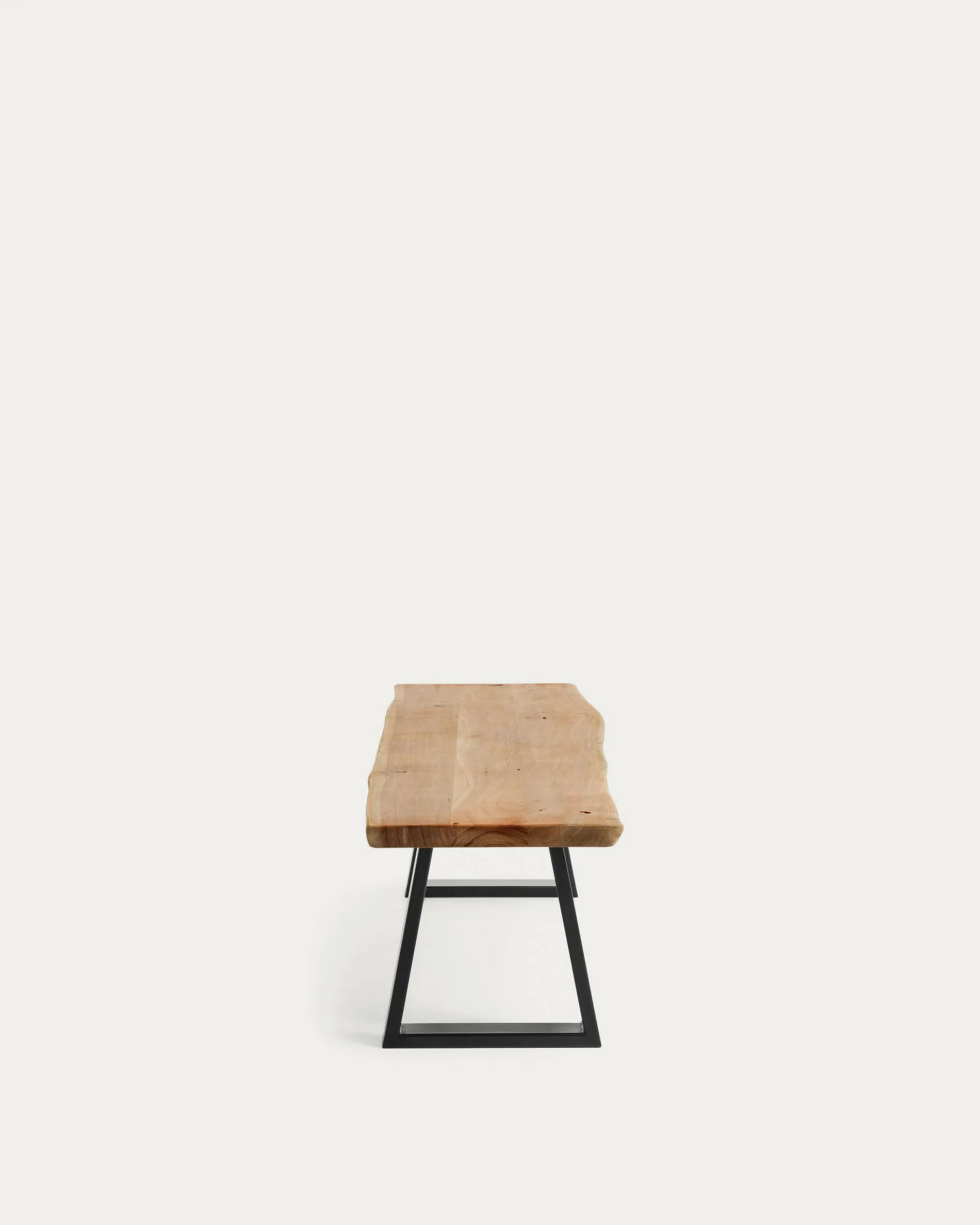 Alaia bench in solid acacia wood with black steel legs, 160 cm - Image 7