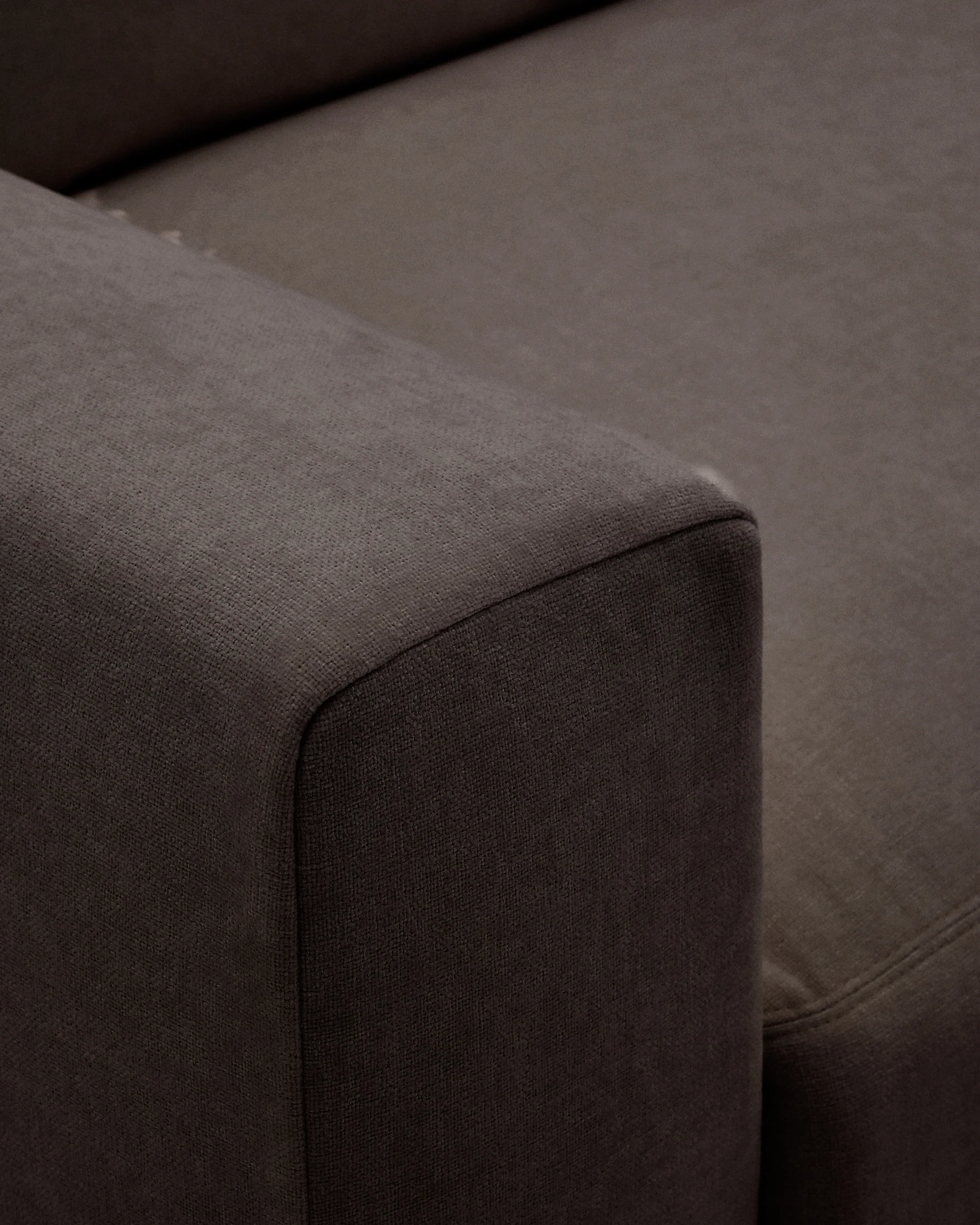 Alea removable cover modular sofa 3-seater in dark brown chenille 220 cm - Image 5