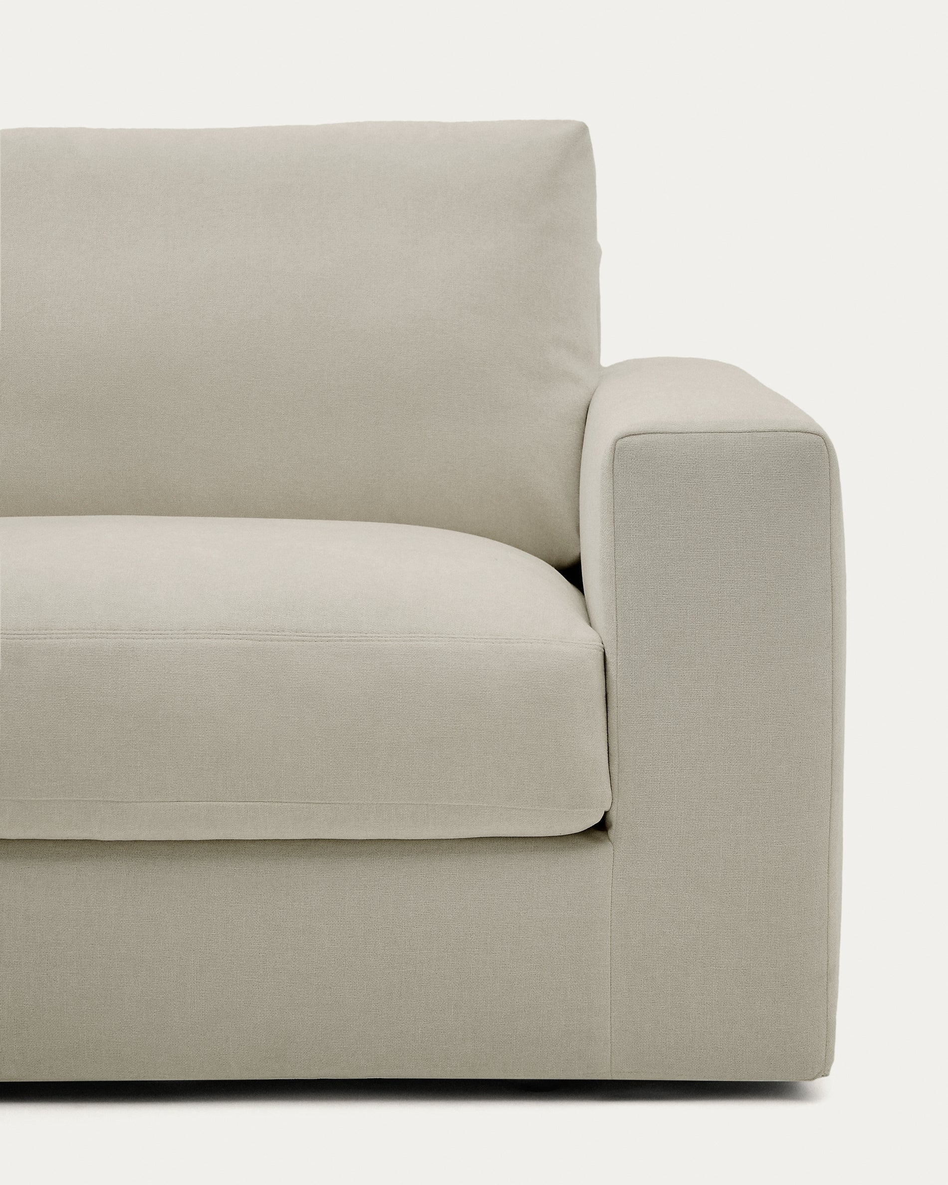 Alea removable cover modular sofa 3-seater in light brown chenille left chaise longue 220 cm - Image 8