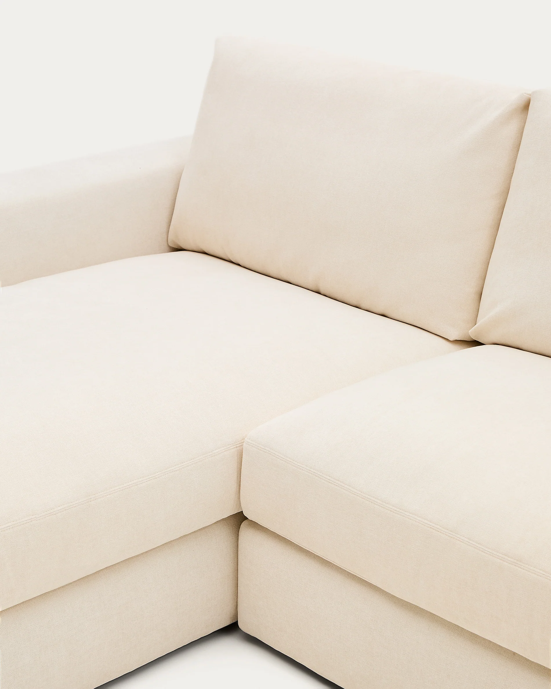 Alea removable cover modular sofa 5-seater in natural chenille left chaise longue 340 cm - Image 4