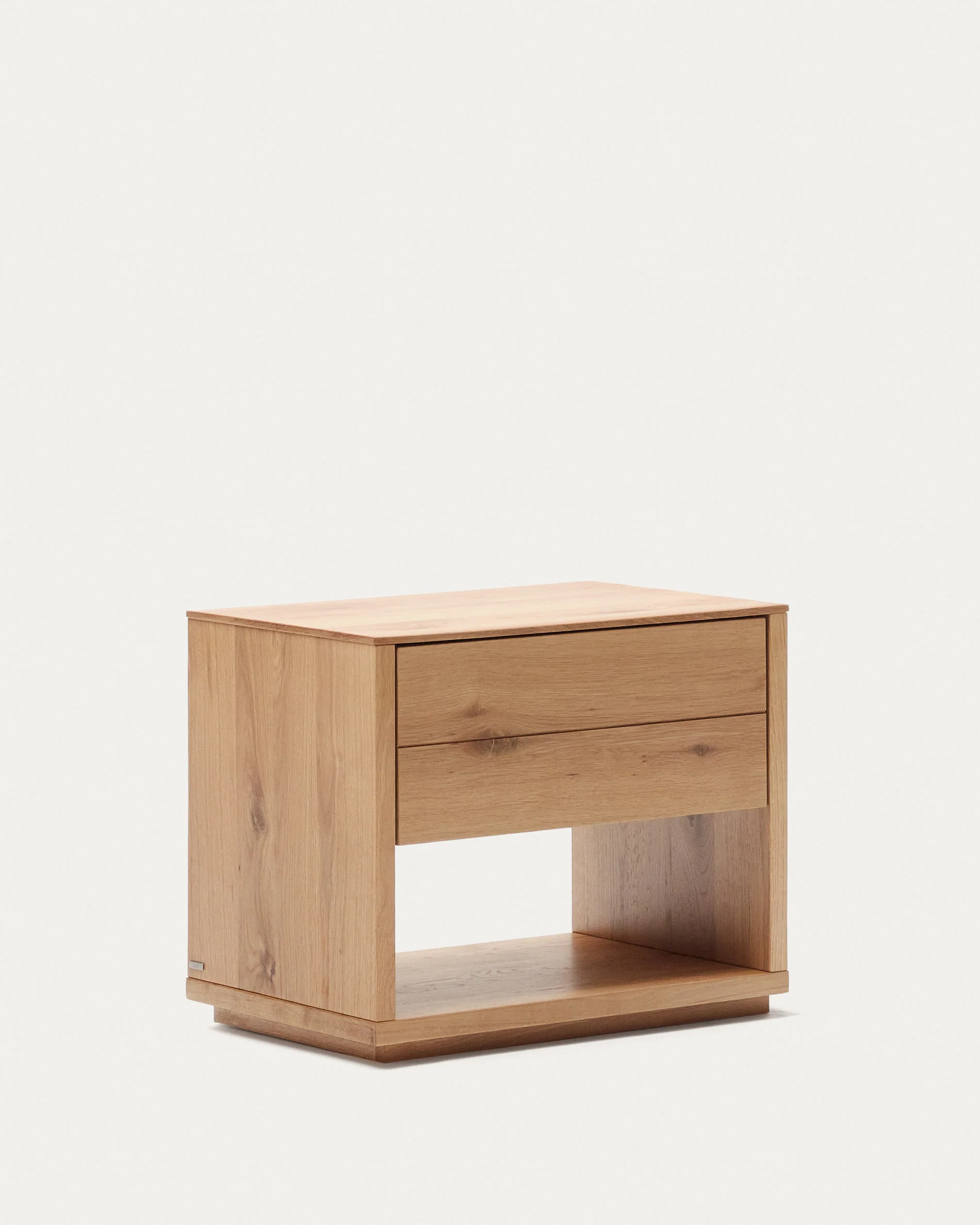 Alguema bedside table in oak wood veneer with natural finish, 60 x 50 cm - Image 6