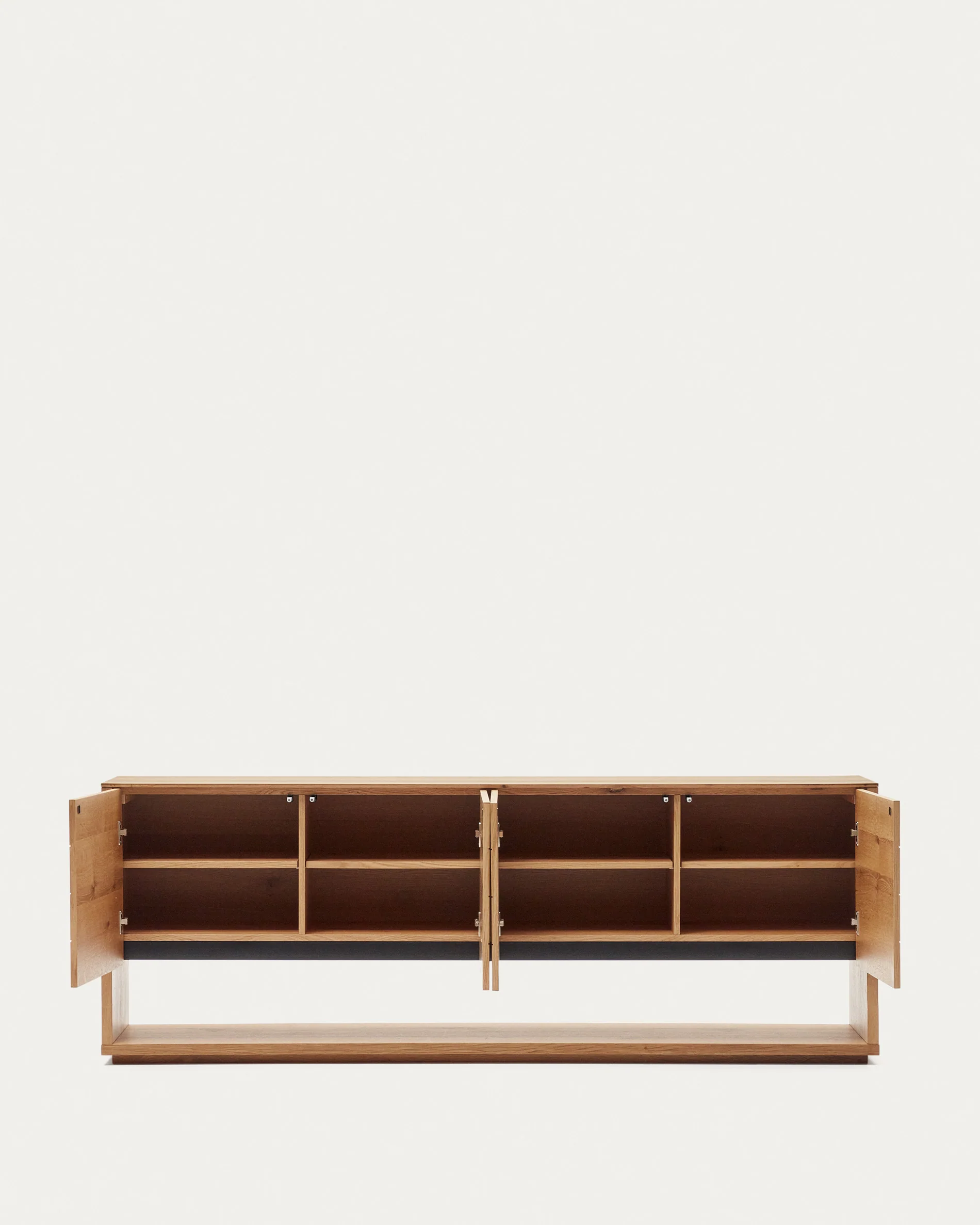 Alguema sideboard with 4 doors in oak veneer with natural finish, 200 x 74 cm - Image 5