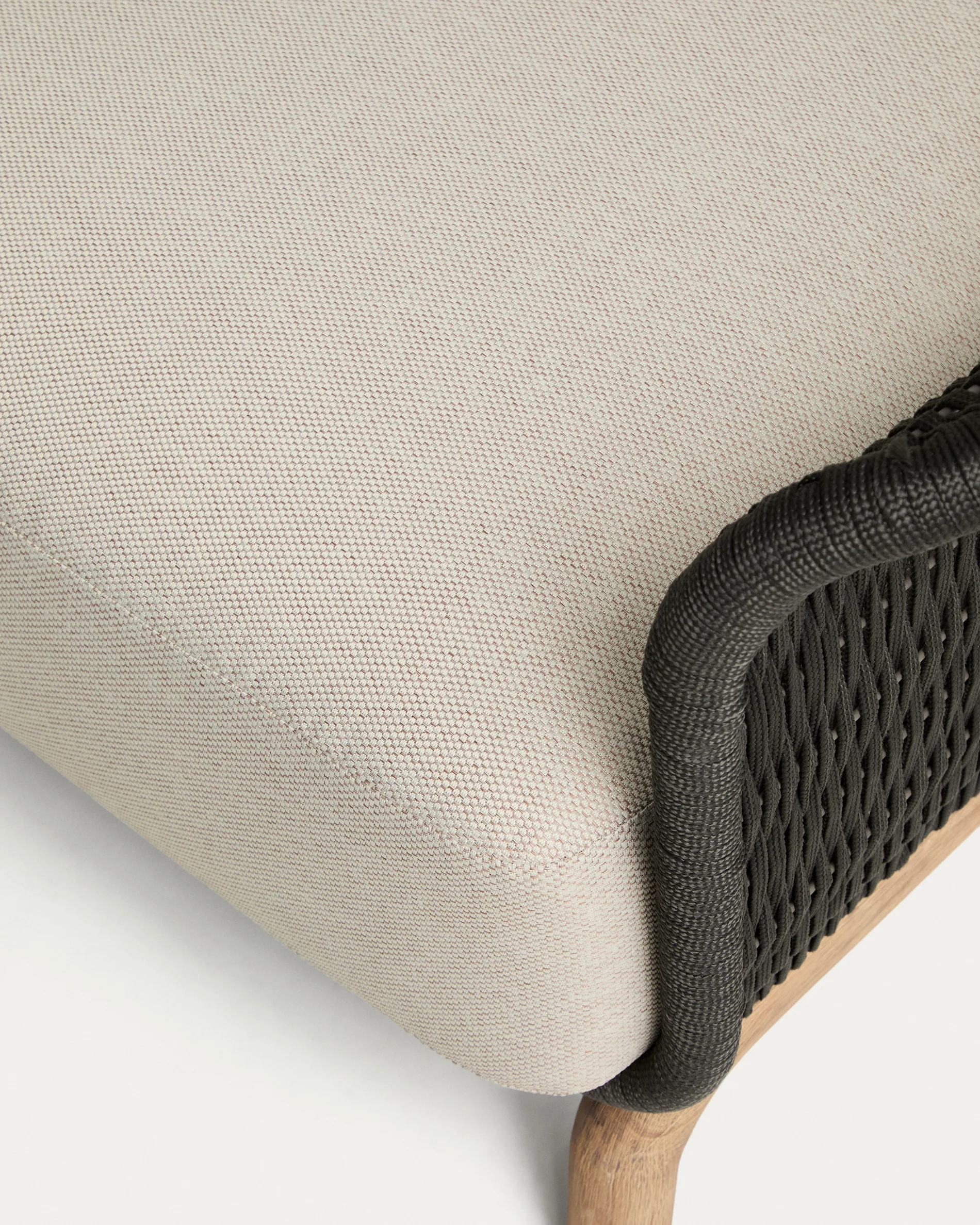 Alipa 2-seater sofa in solid acacia wood and dark grey rope cord 165 cm FSC 100% - Image 5