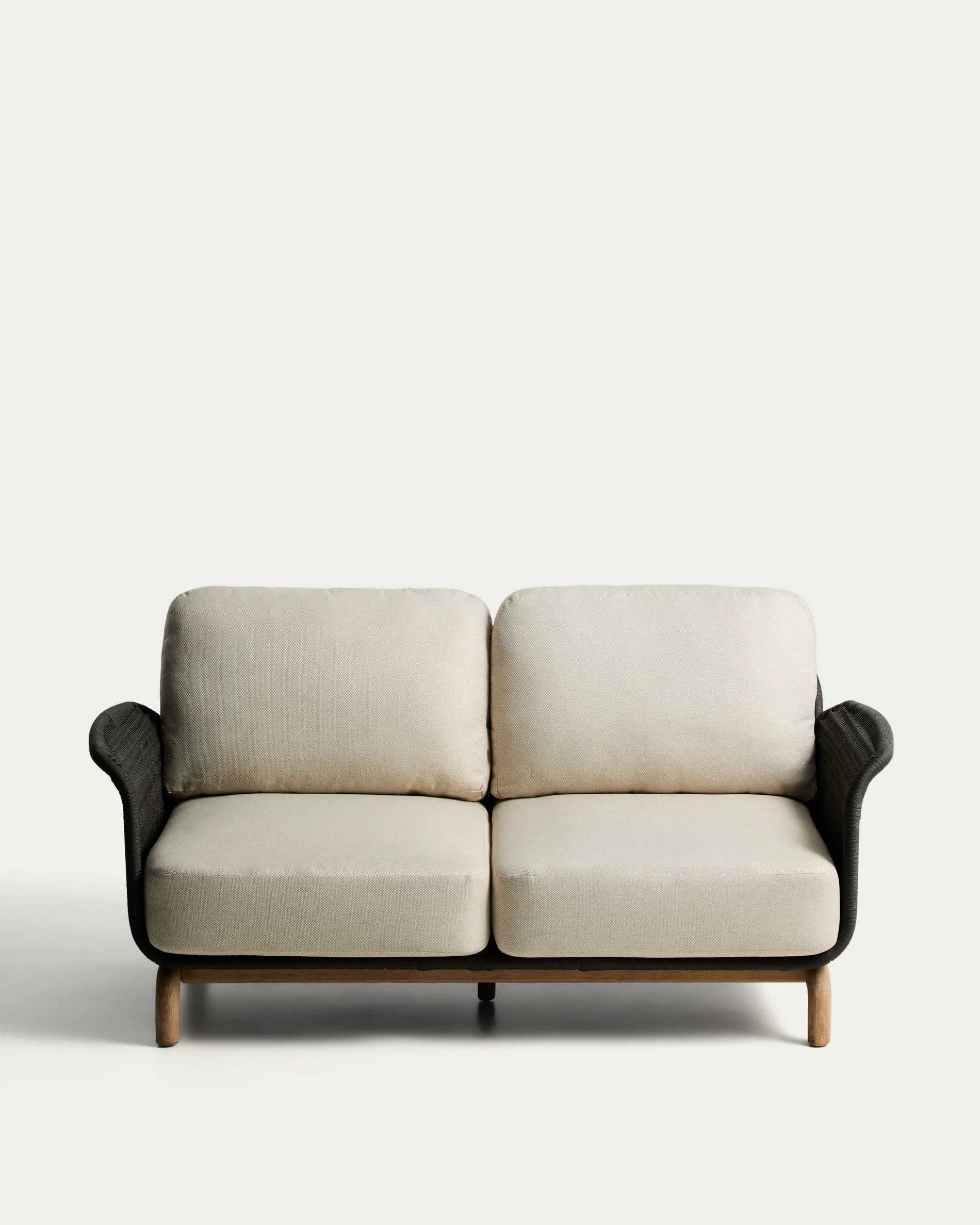 Alipa 2-seater sofa in solid acacia wood and dark grey rope cord 165 cm FSC 100% - Image 6
