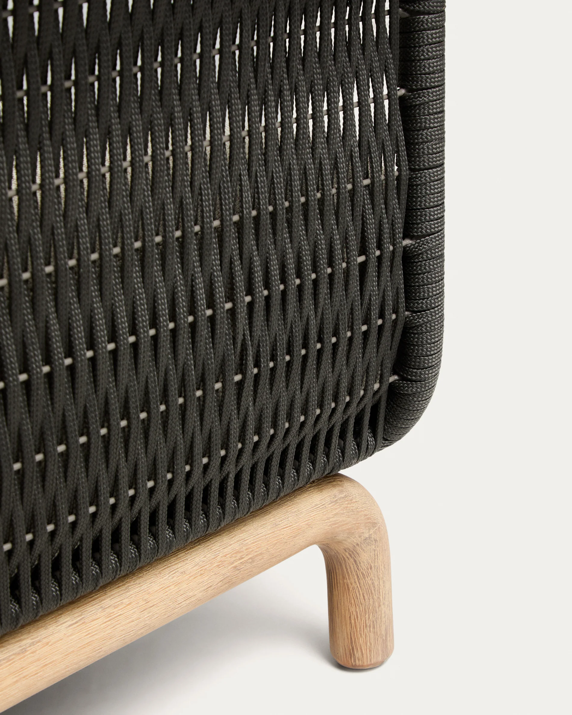 Alipa 2-seater sofa in solid acacia wood and dark grey rope cord 165 cm FSC 100% - Image 7
