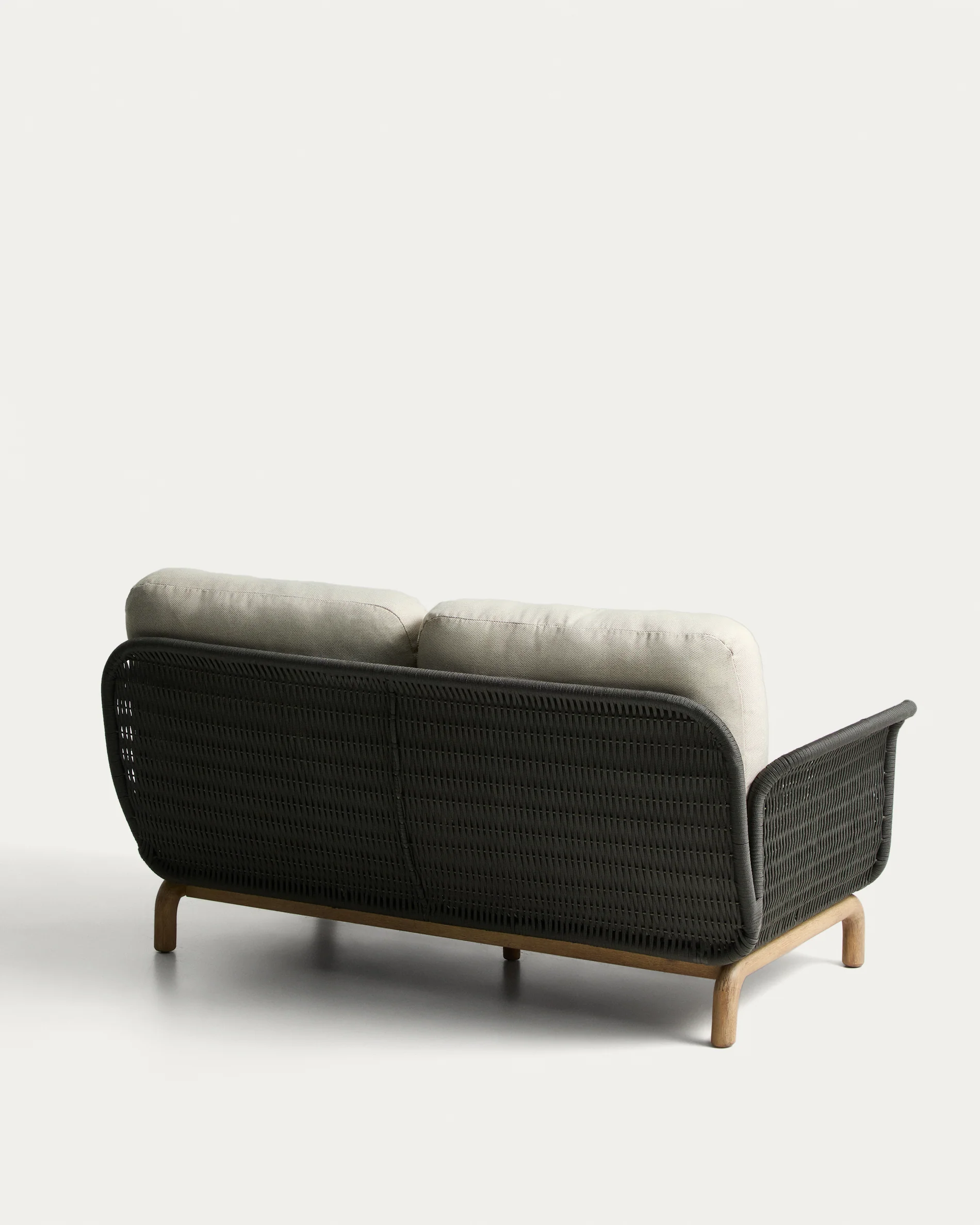 Alipa 2-seater sofa in solid acacia wood and dark grey rope cord 165 cm FSC 100% - Image 8