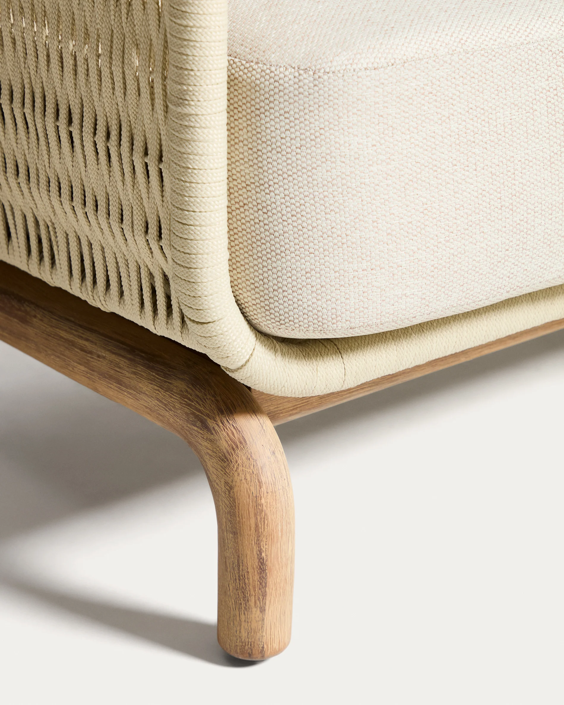 Alipa 2-seater sofa in solid acacia wood and ecru rope cord 165 cm FSC 100% - Image 5