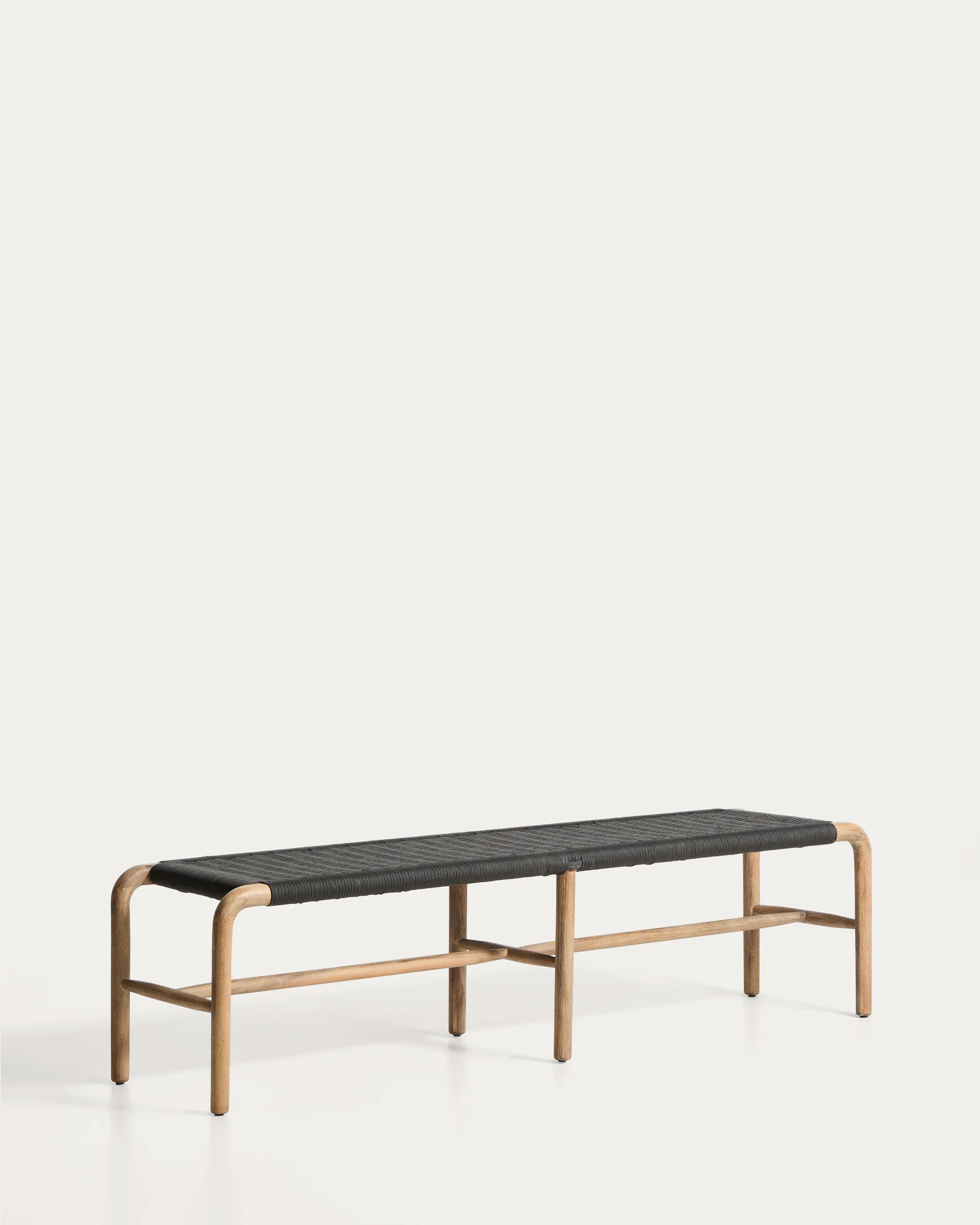 Alipa bench in FSC 100% solid acacia wood and dark grey rope cord 200 cm - Image 6