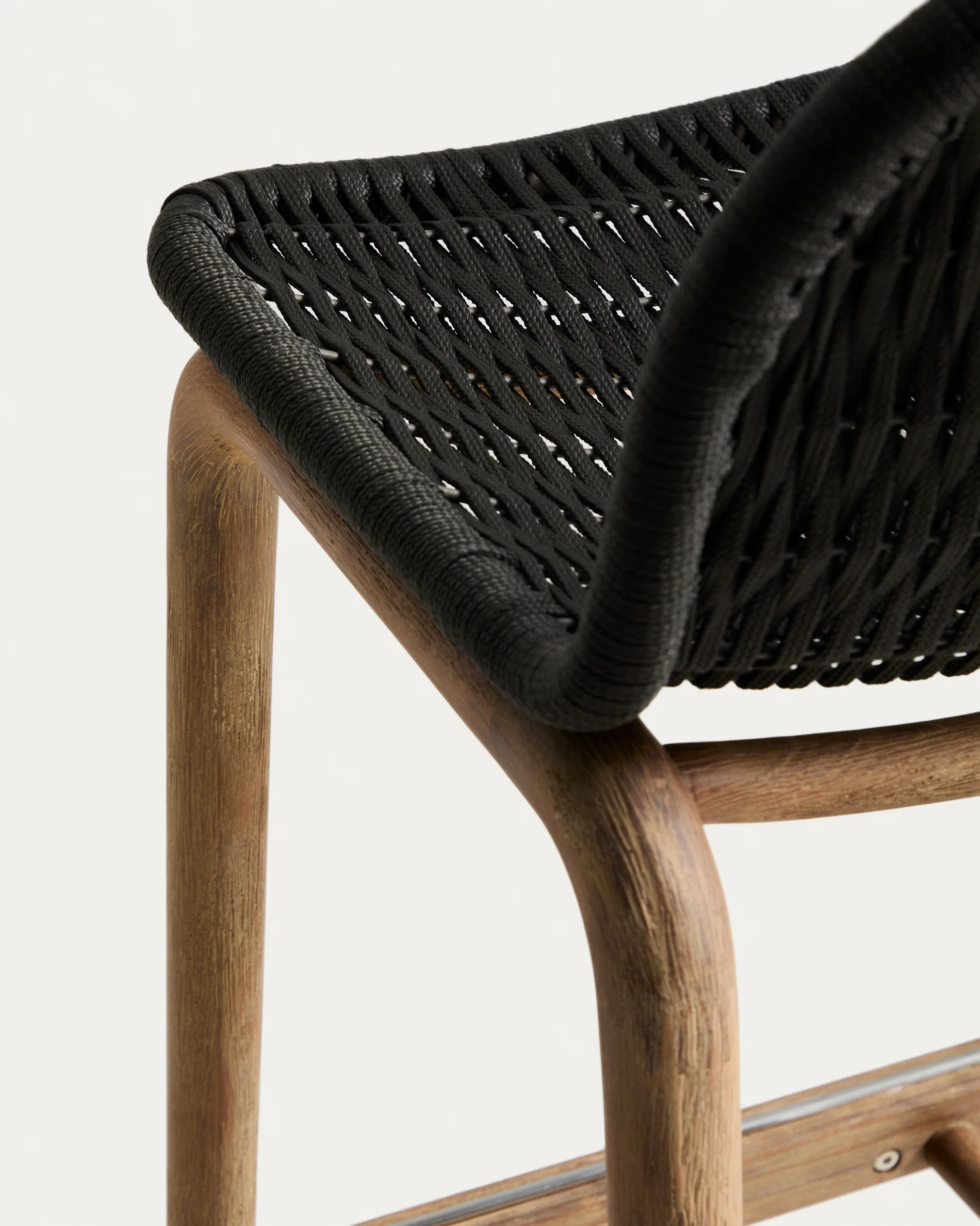 Alipa stool in FSC 100% solid acacia wood and dark grey rope cord 75 cm - Image 10