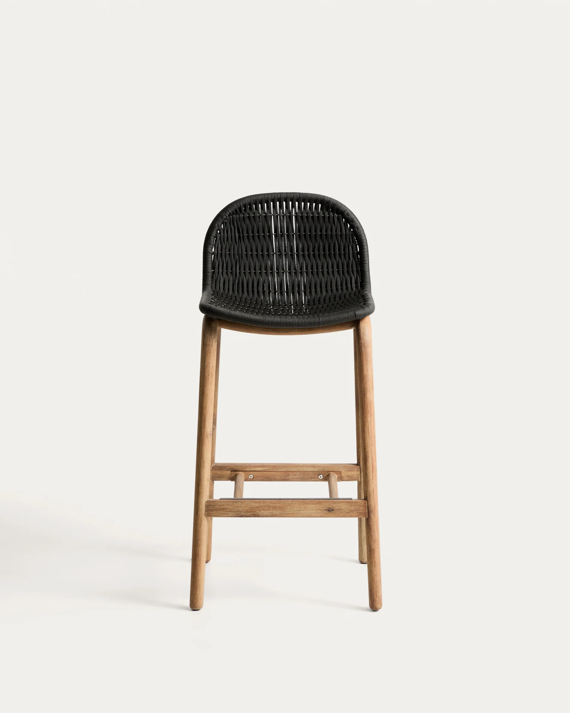 Alipa stool in FSC 100% solid acacia wood and dark grey rope cord 75 cm - Image 6