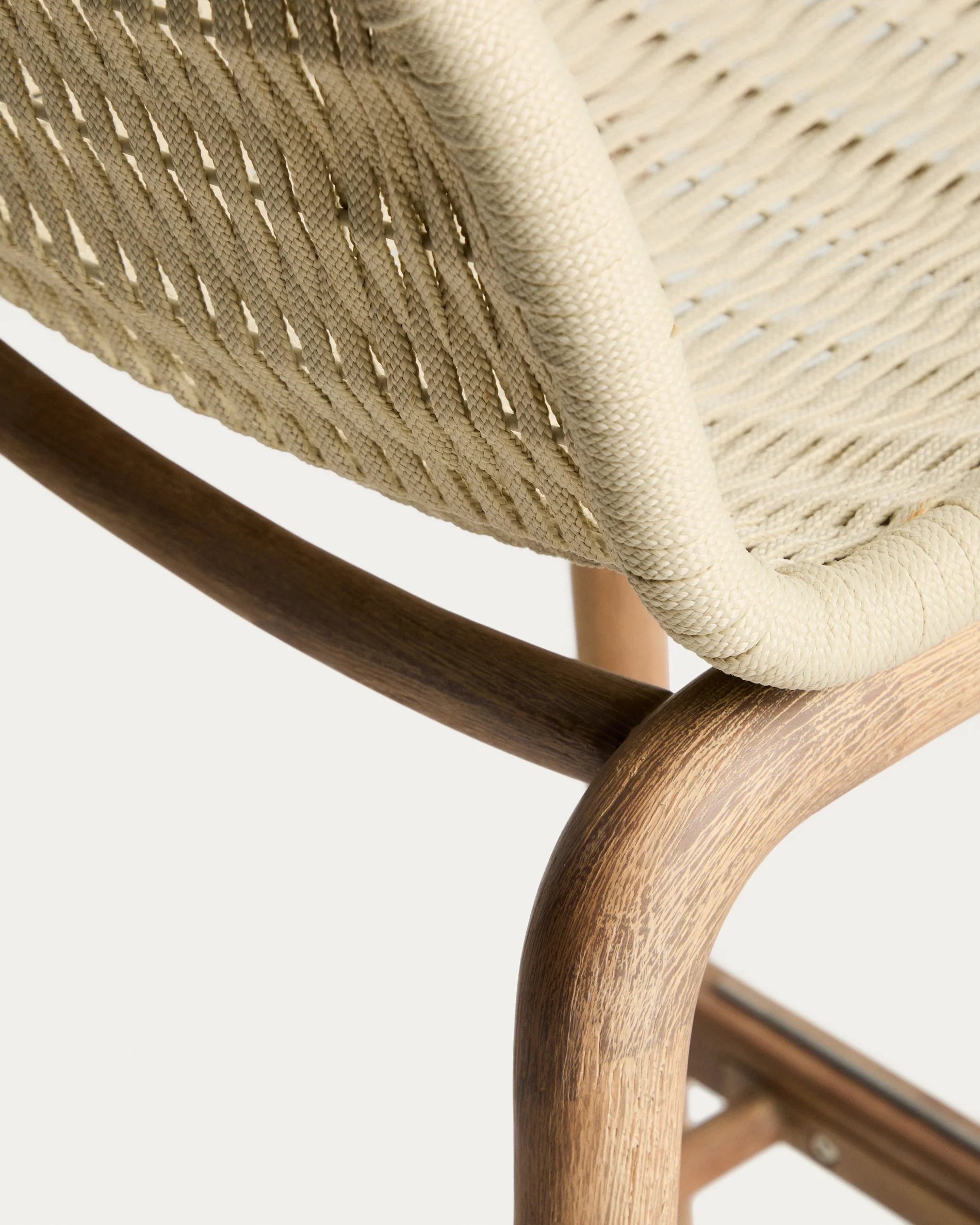 Alipa stool in FSC 100% solid acacia wood and ecru rope cord 75 cm - Image 10