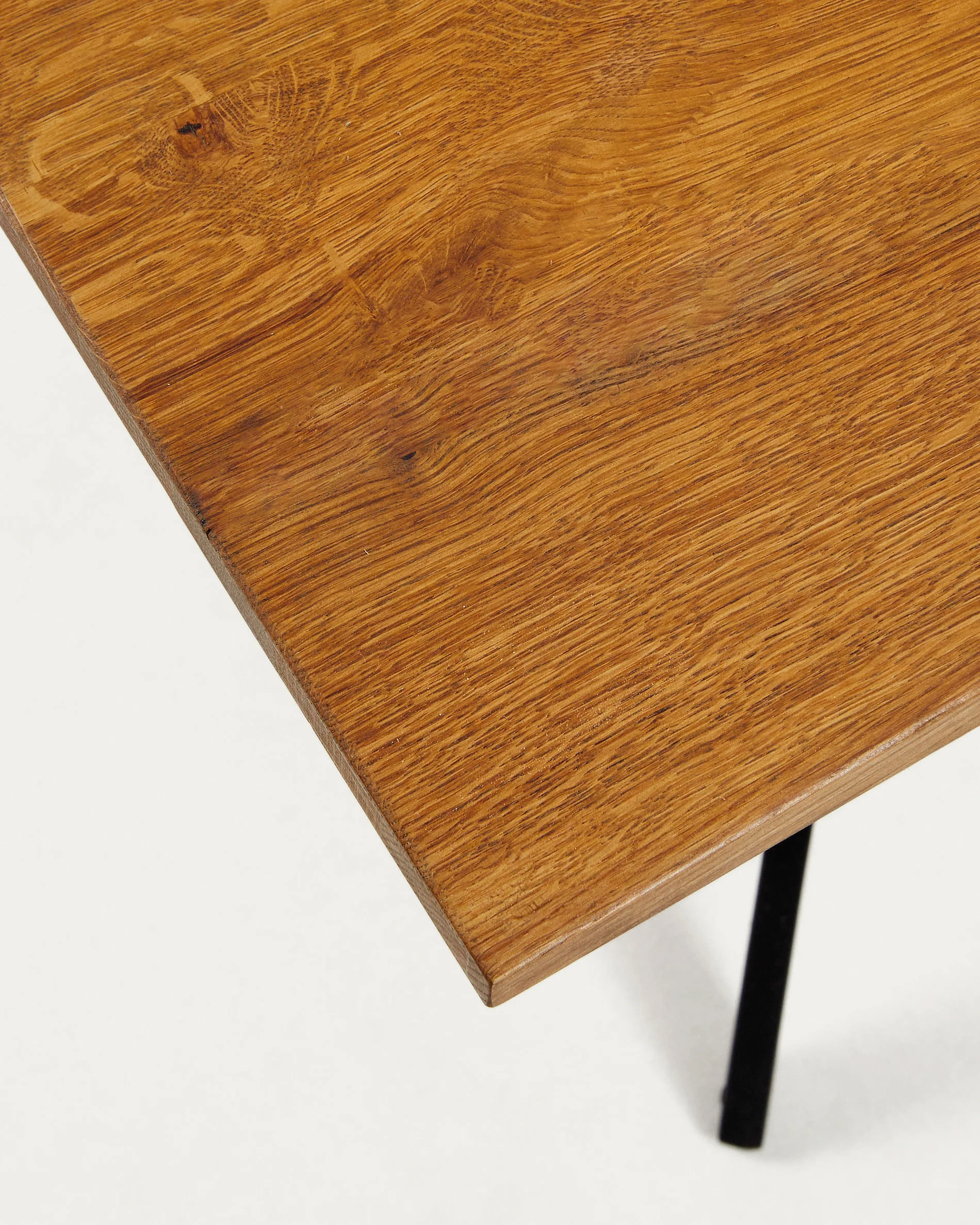 Amethyst oak veneer table with a distressed finish and black steel legs, 160 x 90 cm - Image 3