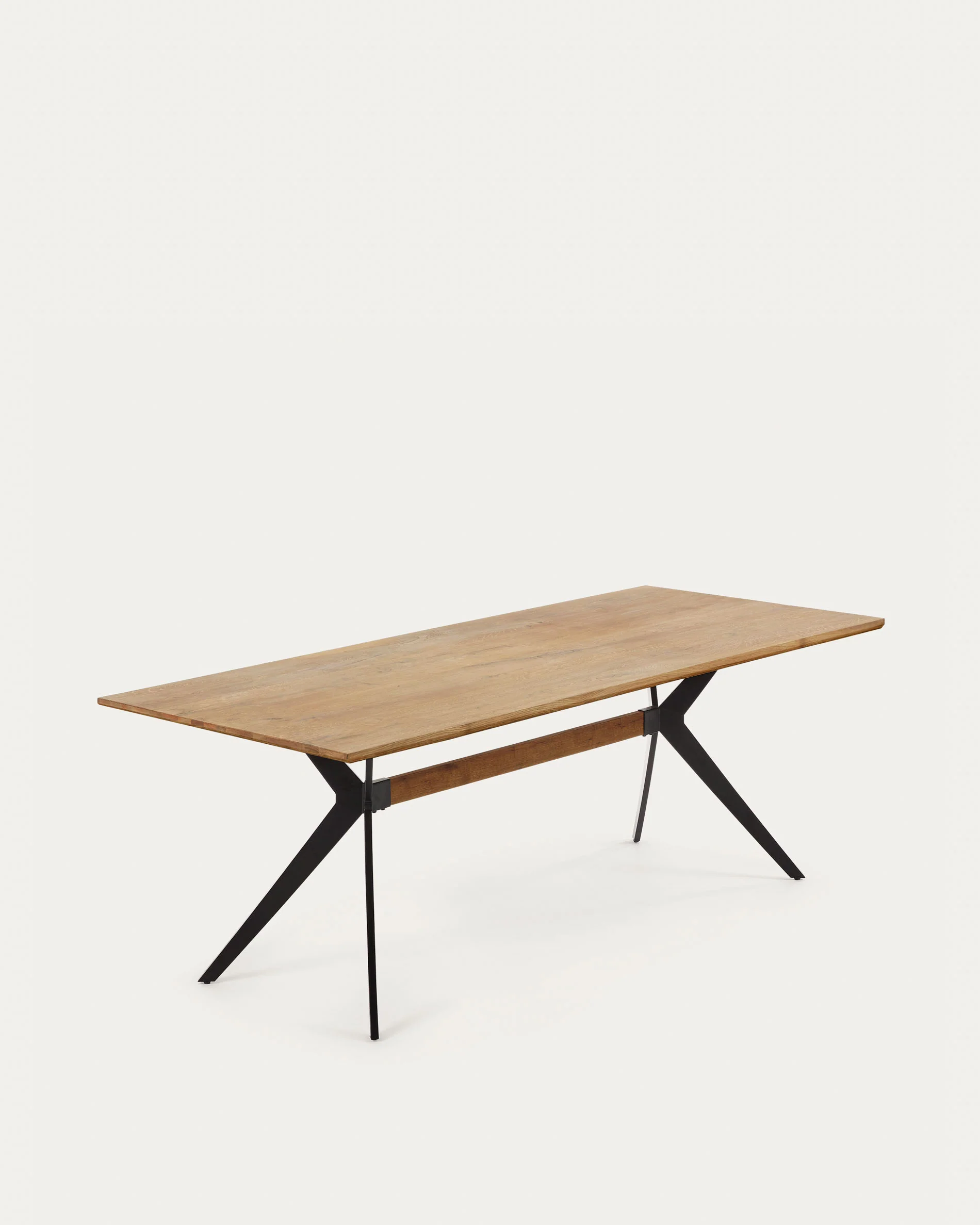 Amethyst oak veneer table with a distressed finish and black steel legs, 160 x 90 cm - Image 6