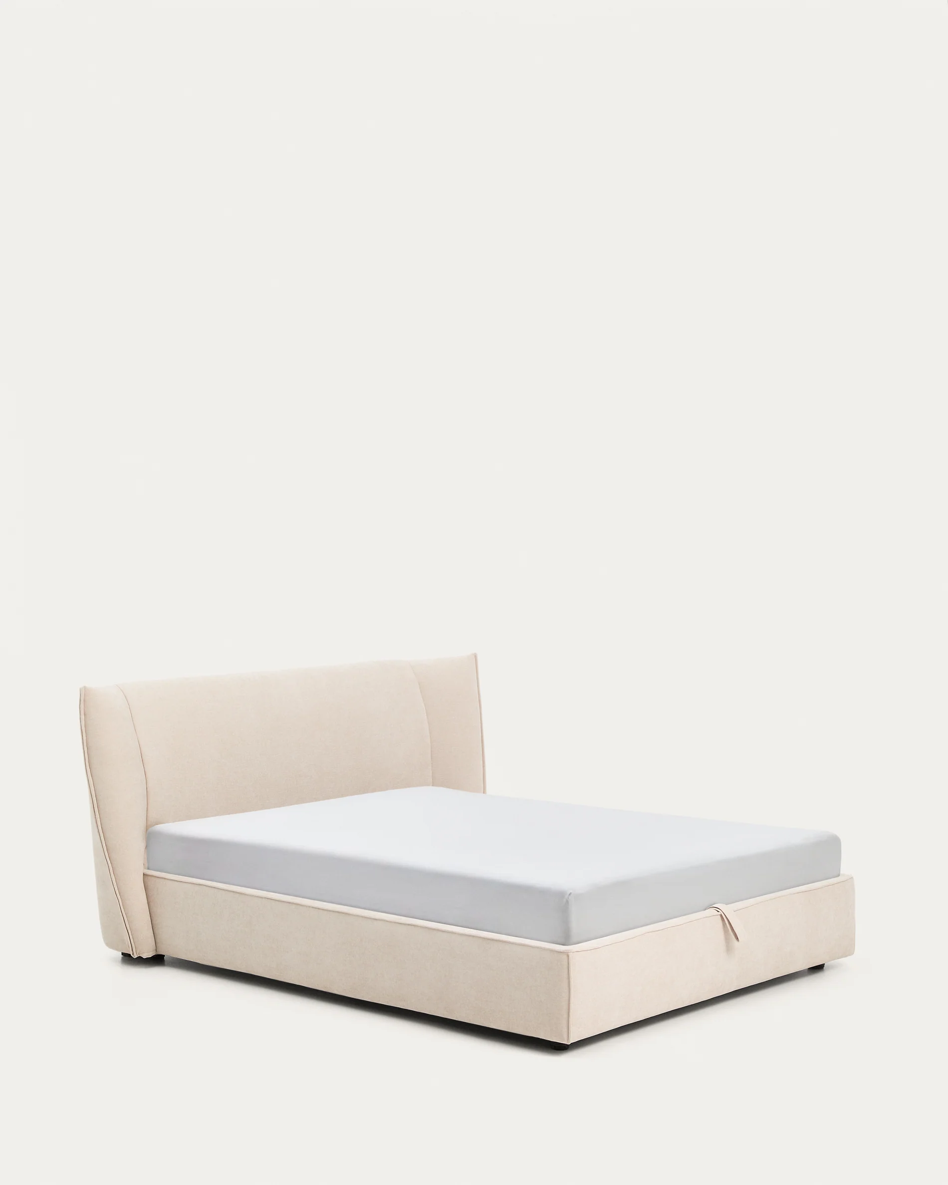Arvian beige chenille removable-cover bed with ottoman base for a 160 x 200 cm mattress - Image 6