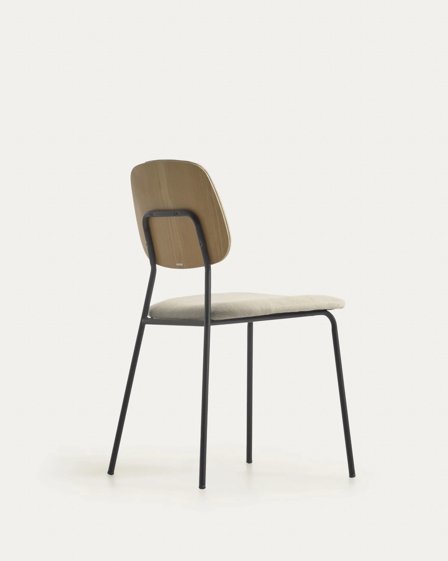 Benilda stackable beige chair with oak veneer and steel with black finish FSC Mix Credit - Image 8