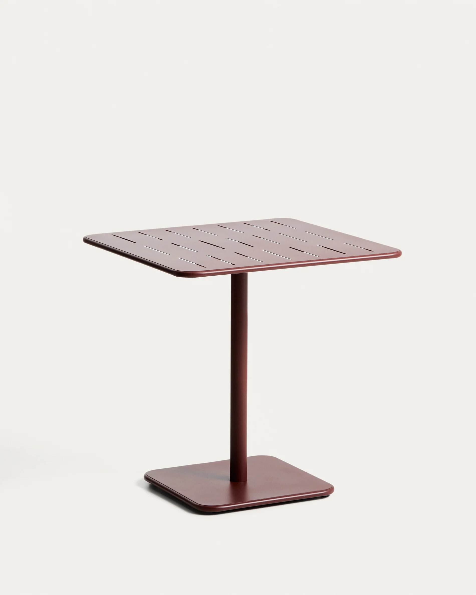 Brai outdoor table in burgundy galvanised steel 70 x 70cm - Image 5
