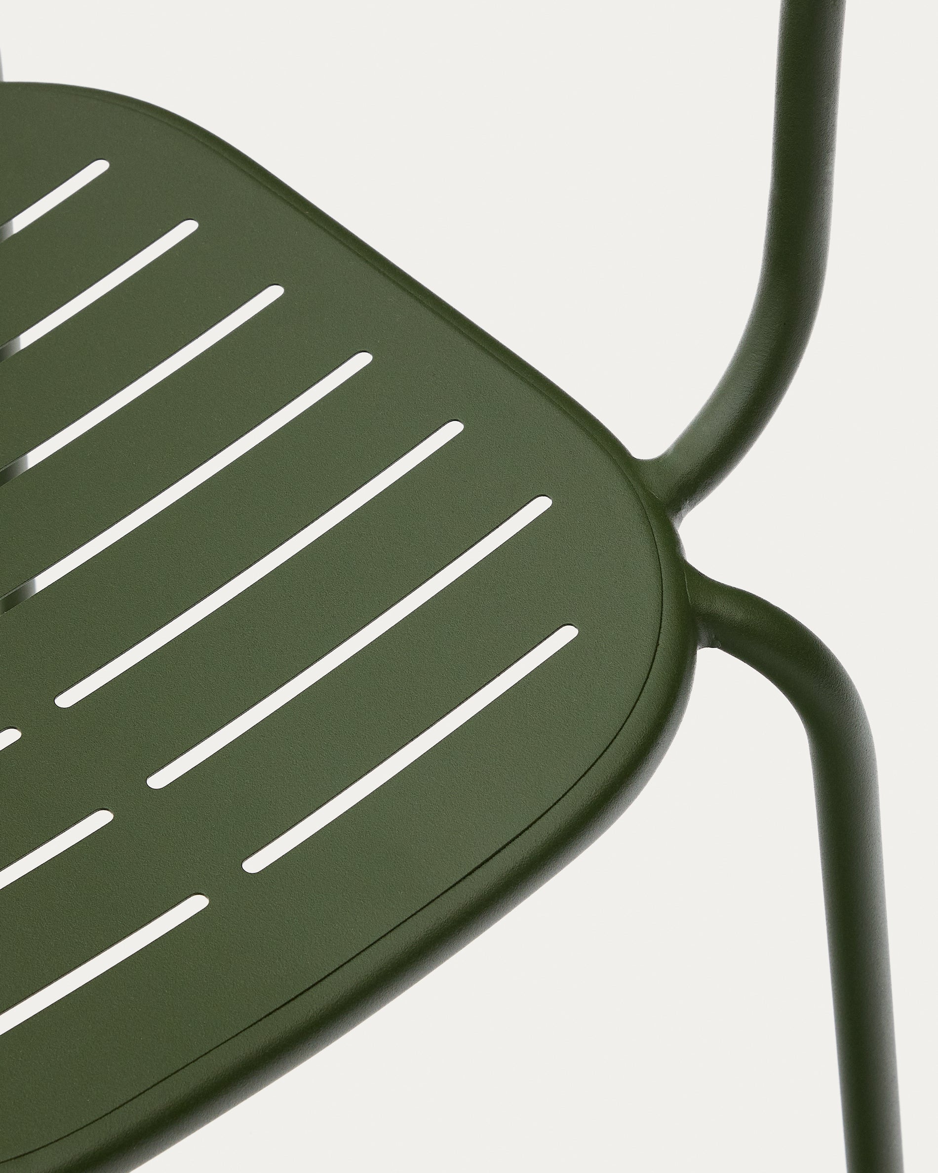 Brai stackable outdoor chair with armrests in green galvanised steel - Image 5