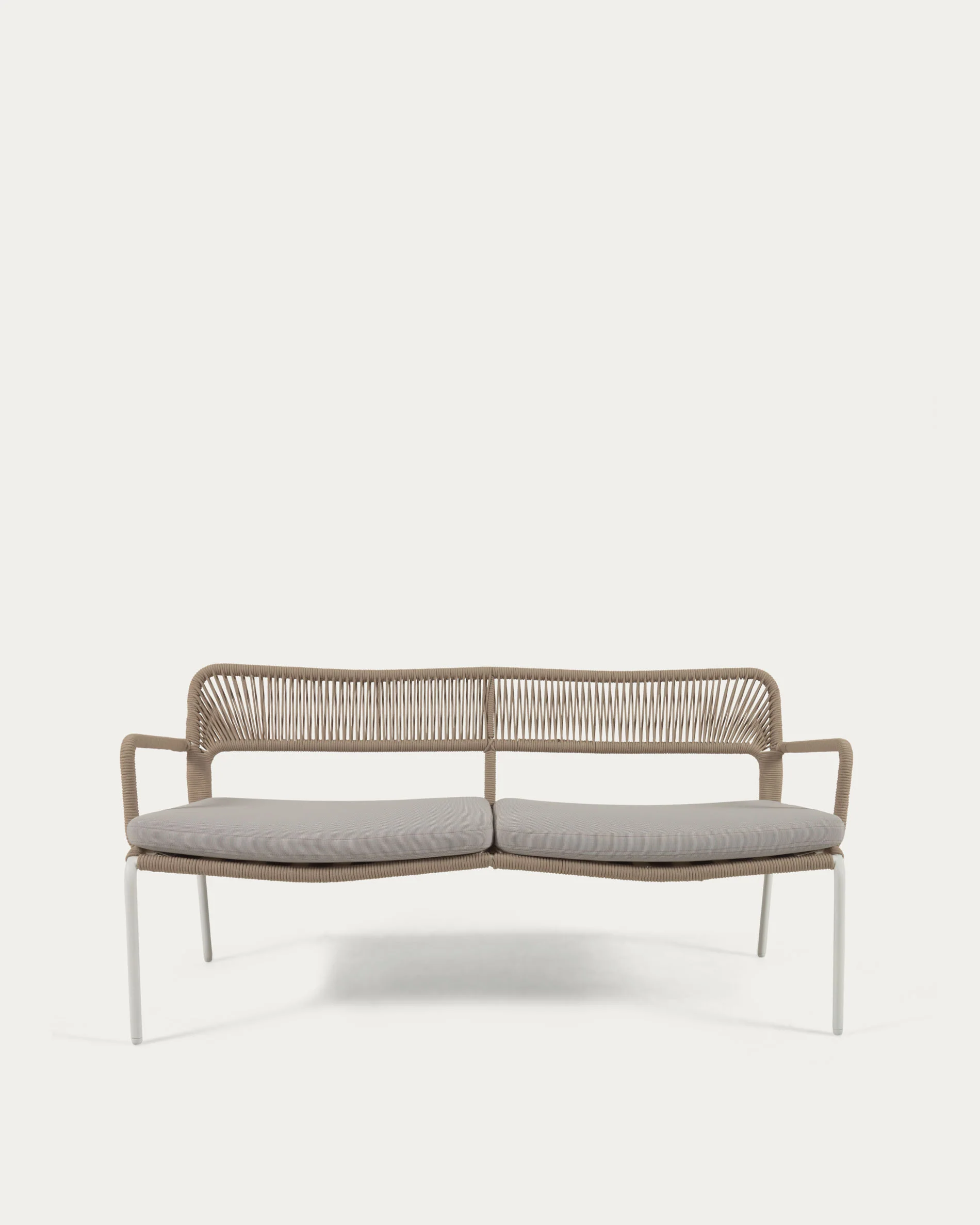 Cailin 2 seater sofa in beige cord with galvanised steel legs in white, 150 cm - Image 3