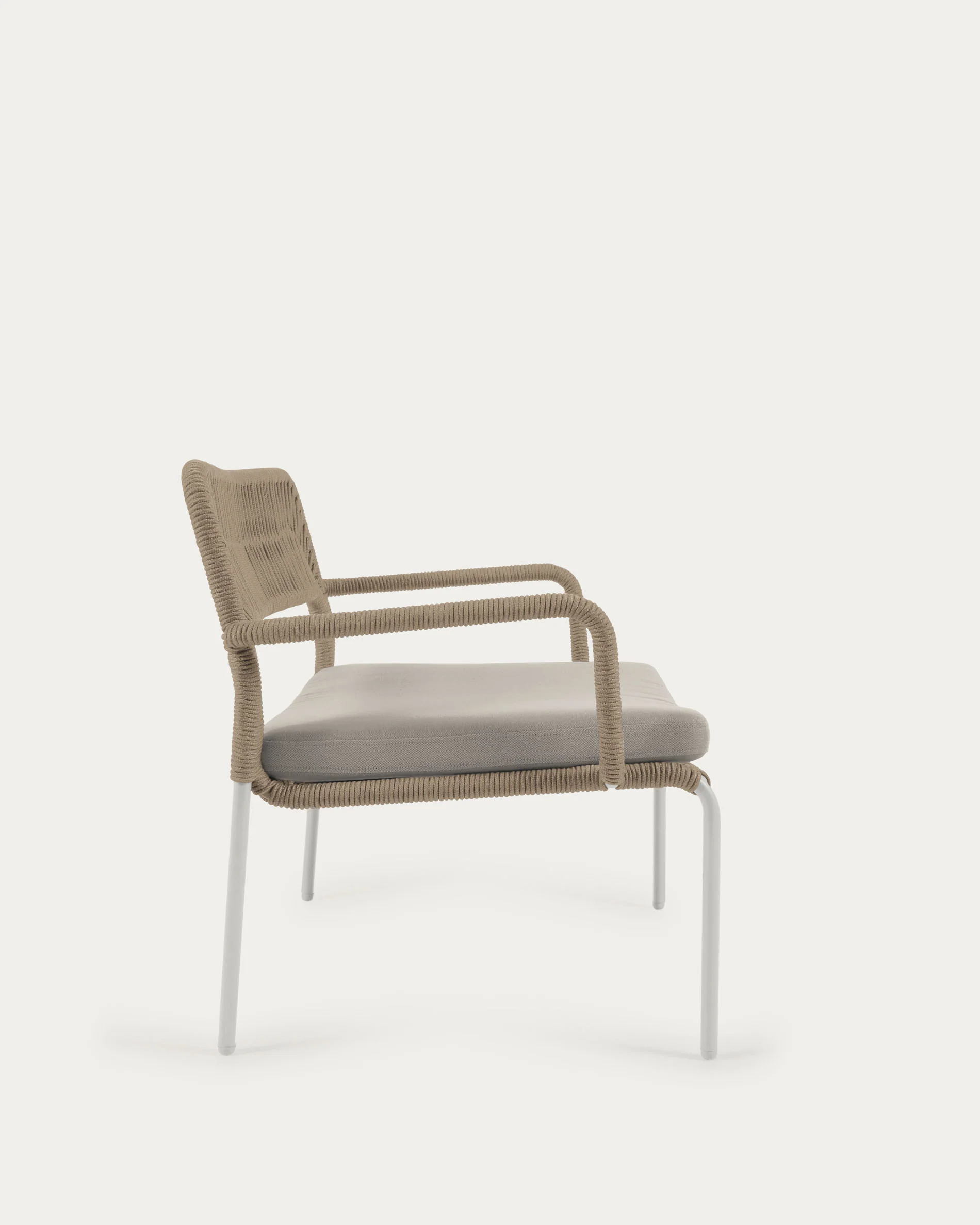 Cailin armchair in beige cord with galvanised steel legs painted white - Image 2