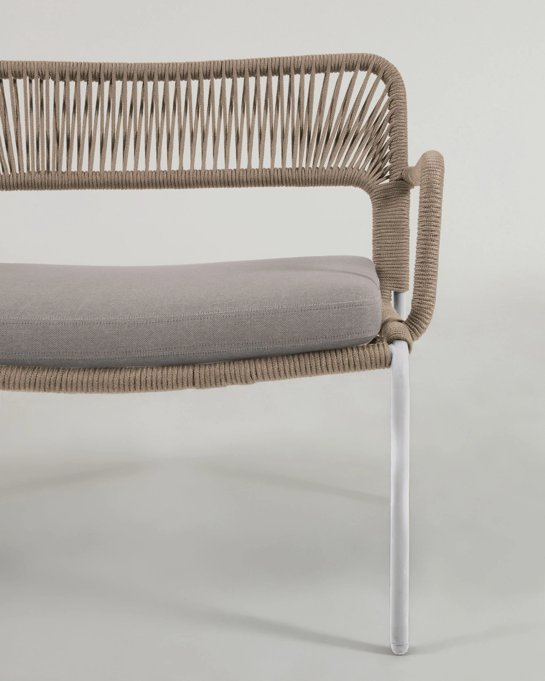 Cailin armchair in beige cord with galvanised steel legs painted white - Image 3