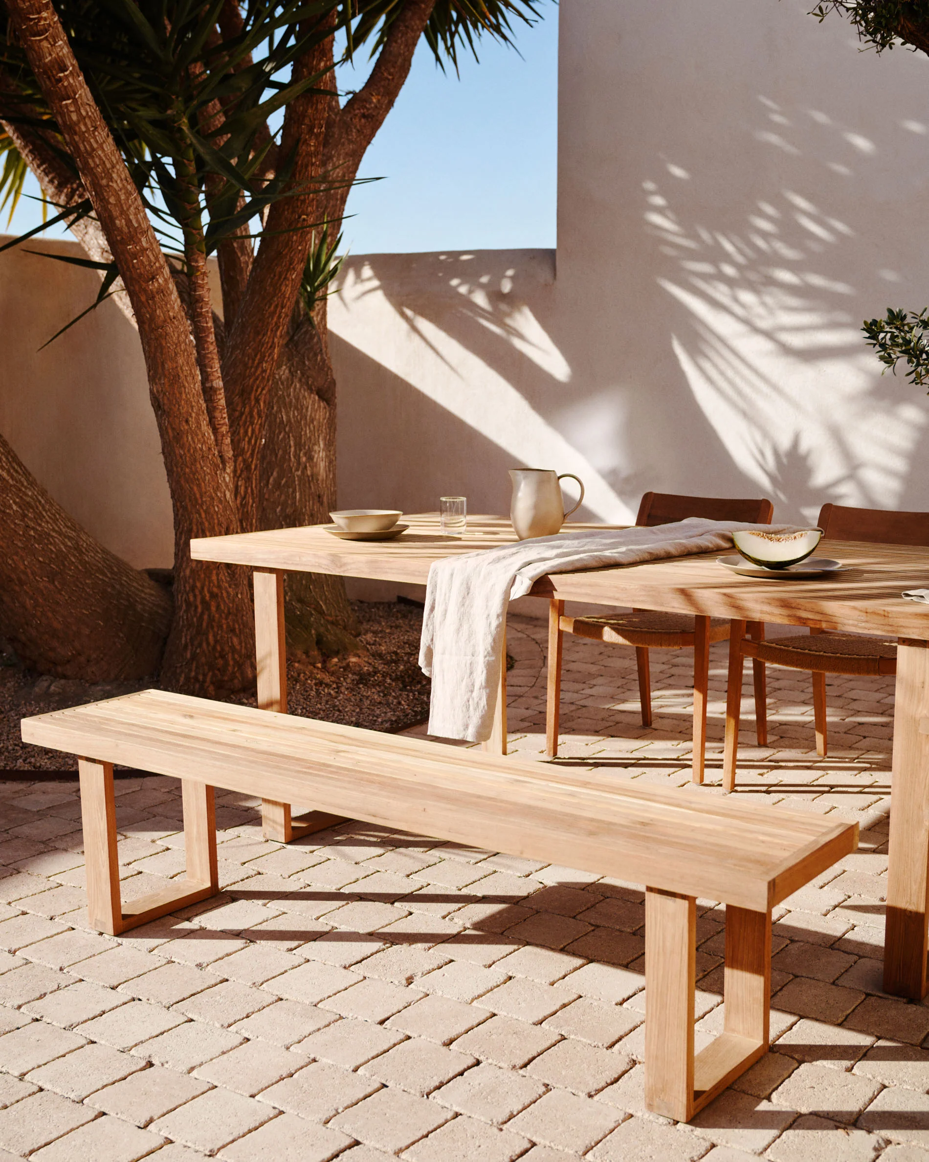 Canadell 100% outdoor solid recycled teak bench, 170 cm - Image 2
