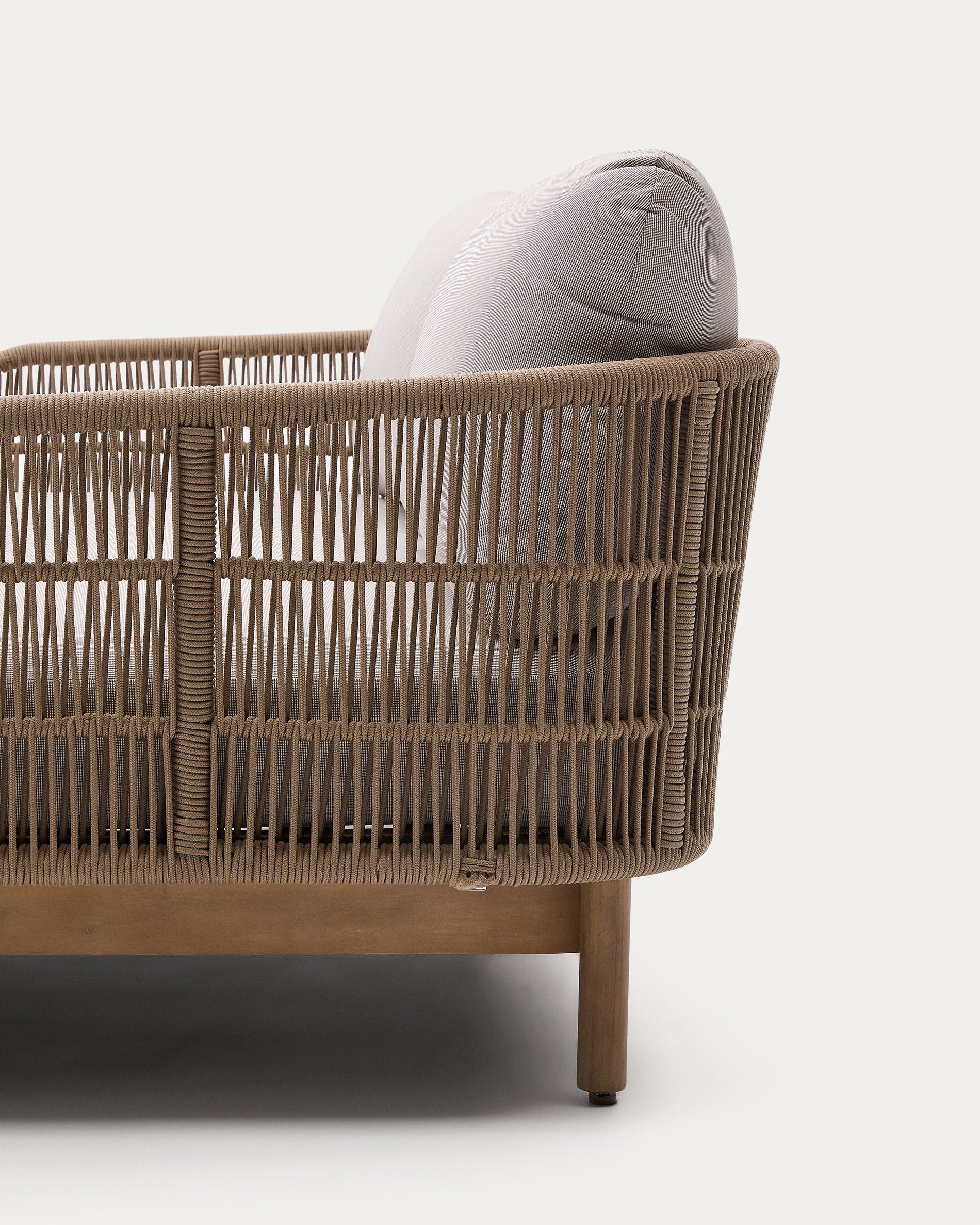 Catalina double sun lounger in beige rope cord and FSC 100% solid acacia wood - Image 8