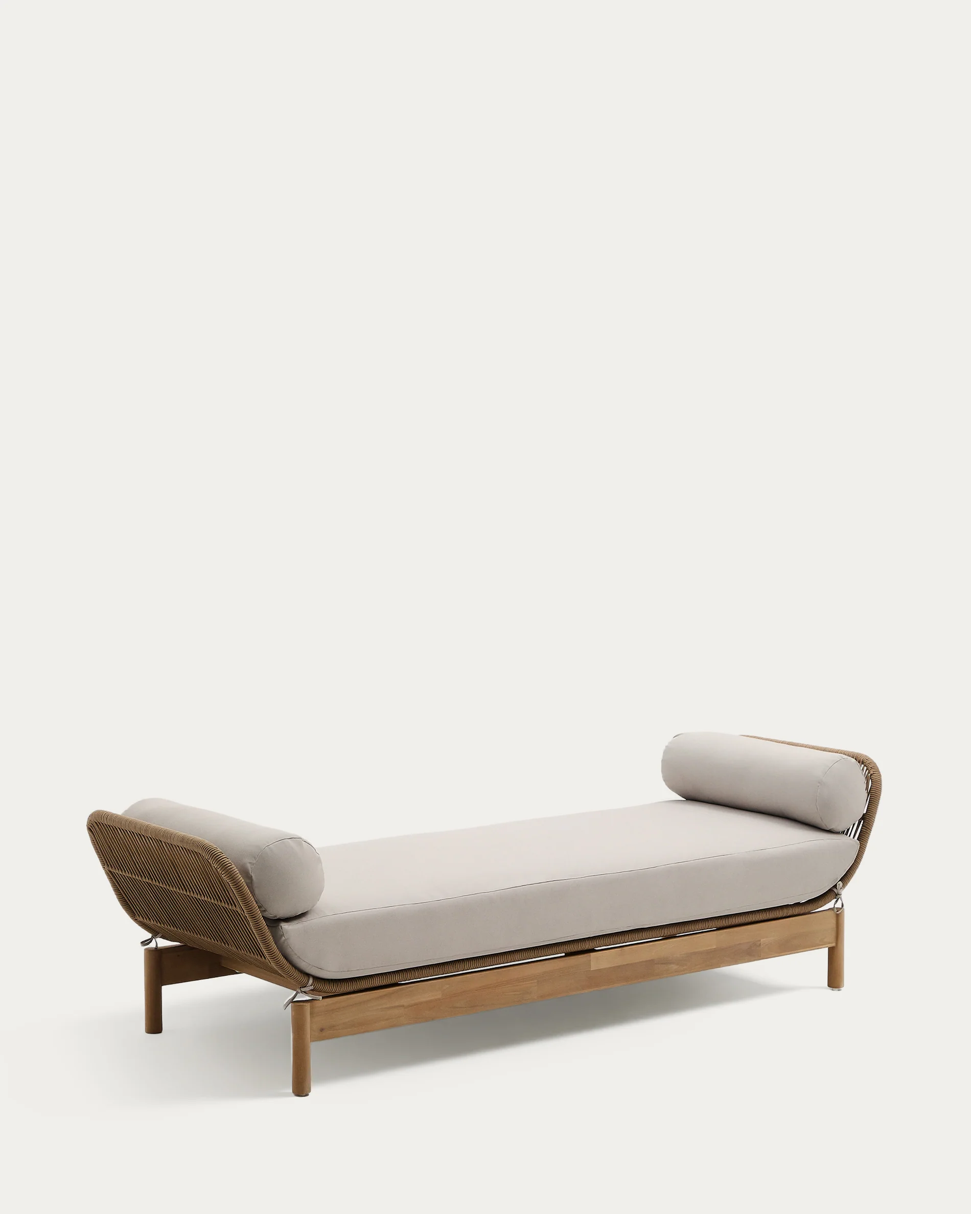 Catalina sun lounger, in beige cord and solid FSC 100% acacia wood - Image 6