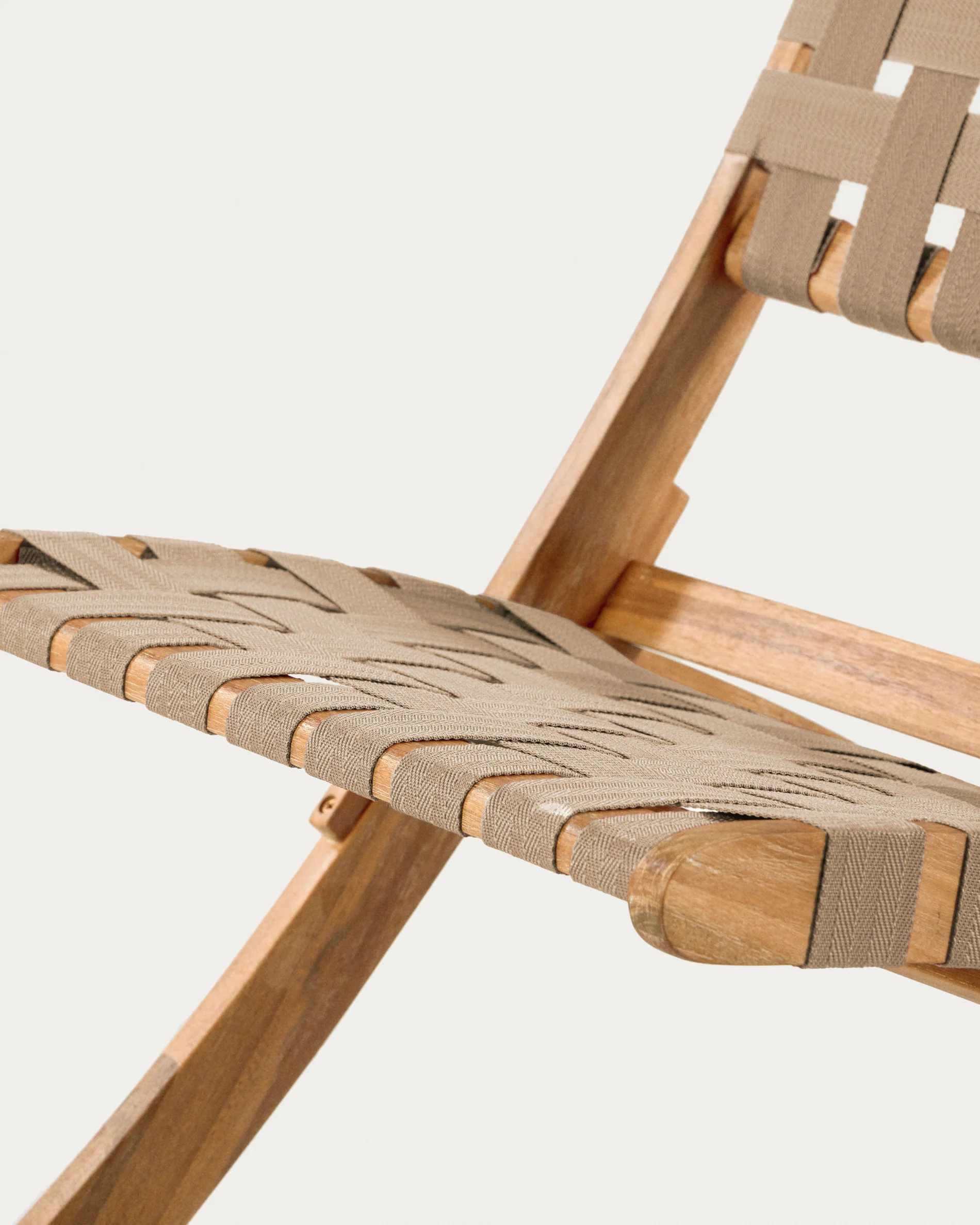 Chabeli acacia wood folding chair in acacia wood and beige cord FSC 100% - Image 8