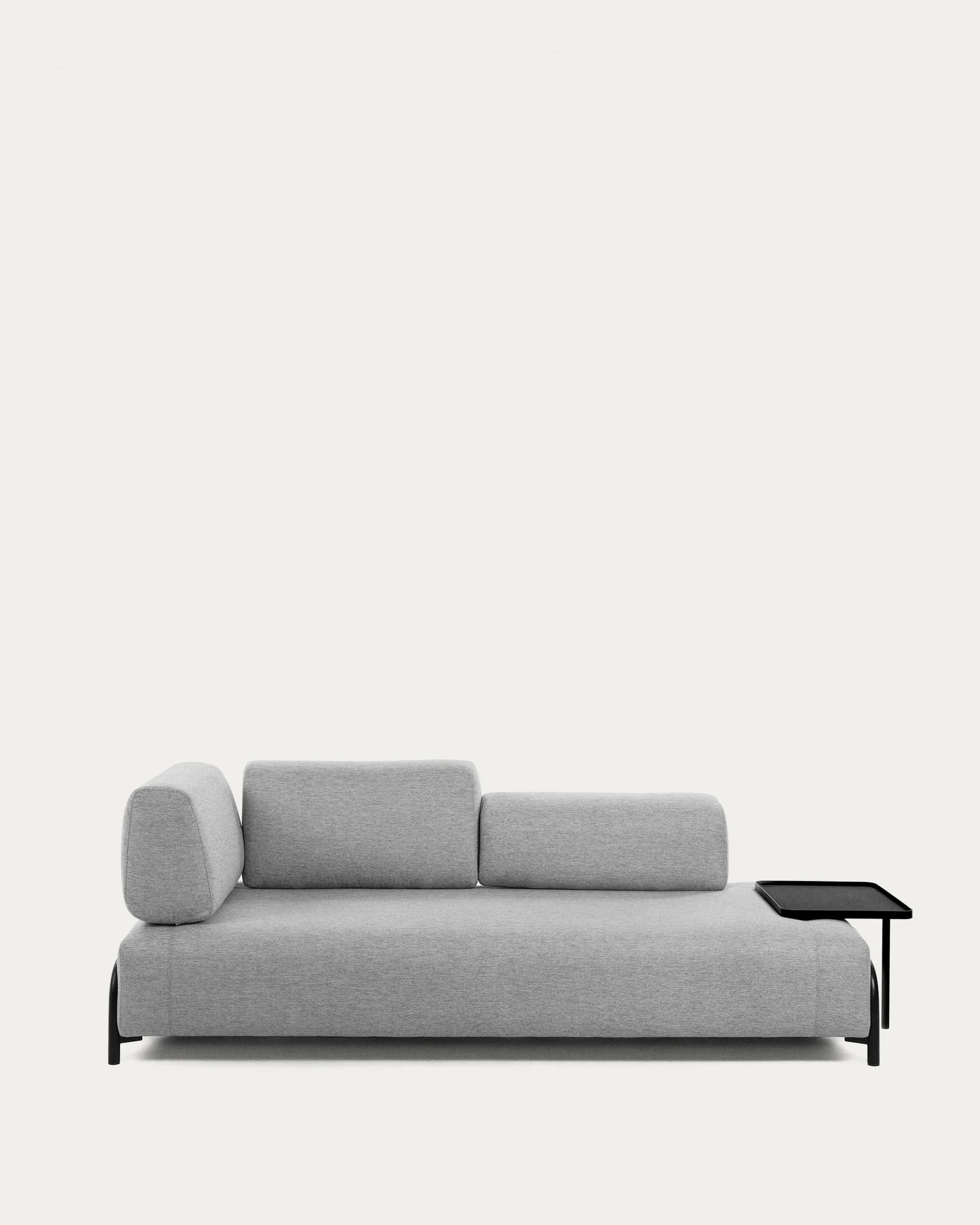 Compo 3 seater sofa with large tray in light grey, 252 cm - Image 5