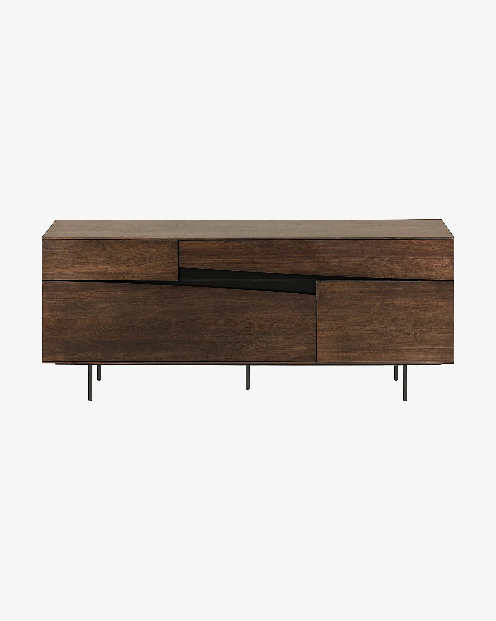 Cutt American walnut veneer sideboard w/ 2 doors, 2 drawers & black steel, 180 x 73 cm - Image 2