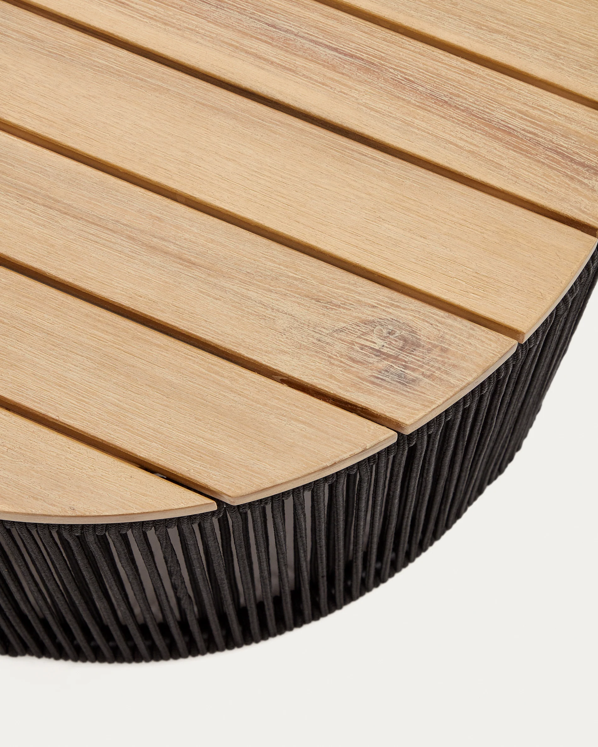 Dandara coffee table made of steel, black cord and solid acacia wood, Ø60 cm FSC 100% - Image 3
