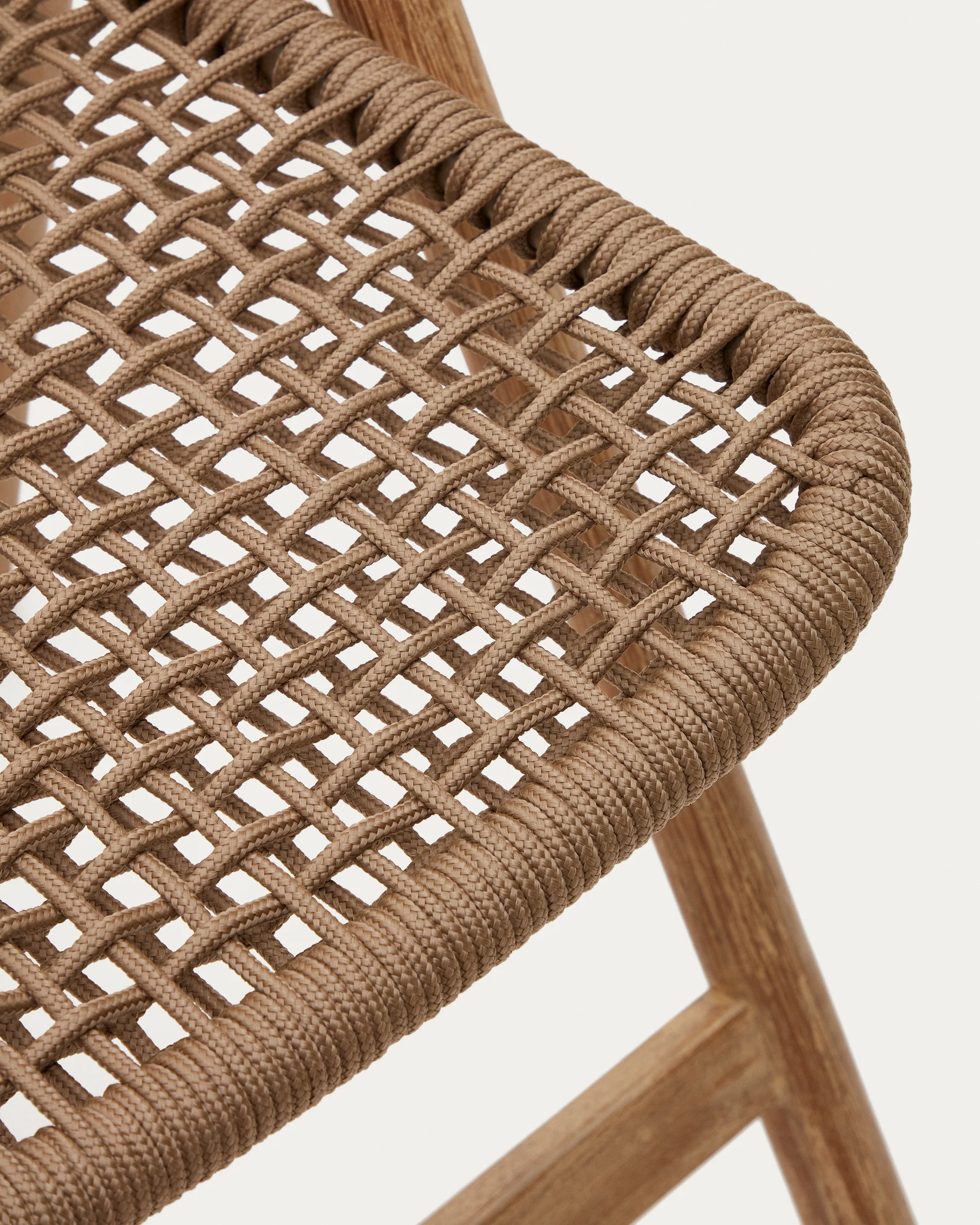 Dandara folding chair in solid acacia wood with steel structure and beige cord FSC 100% - Image 3