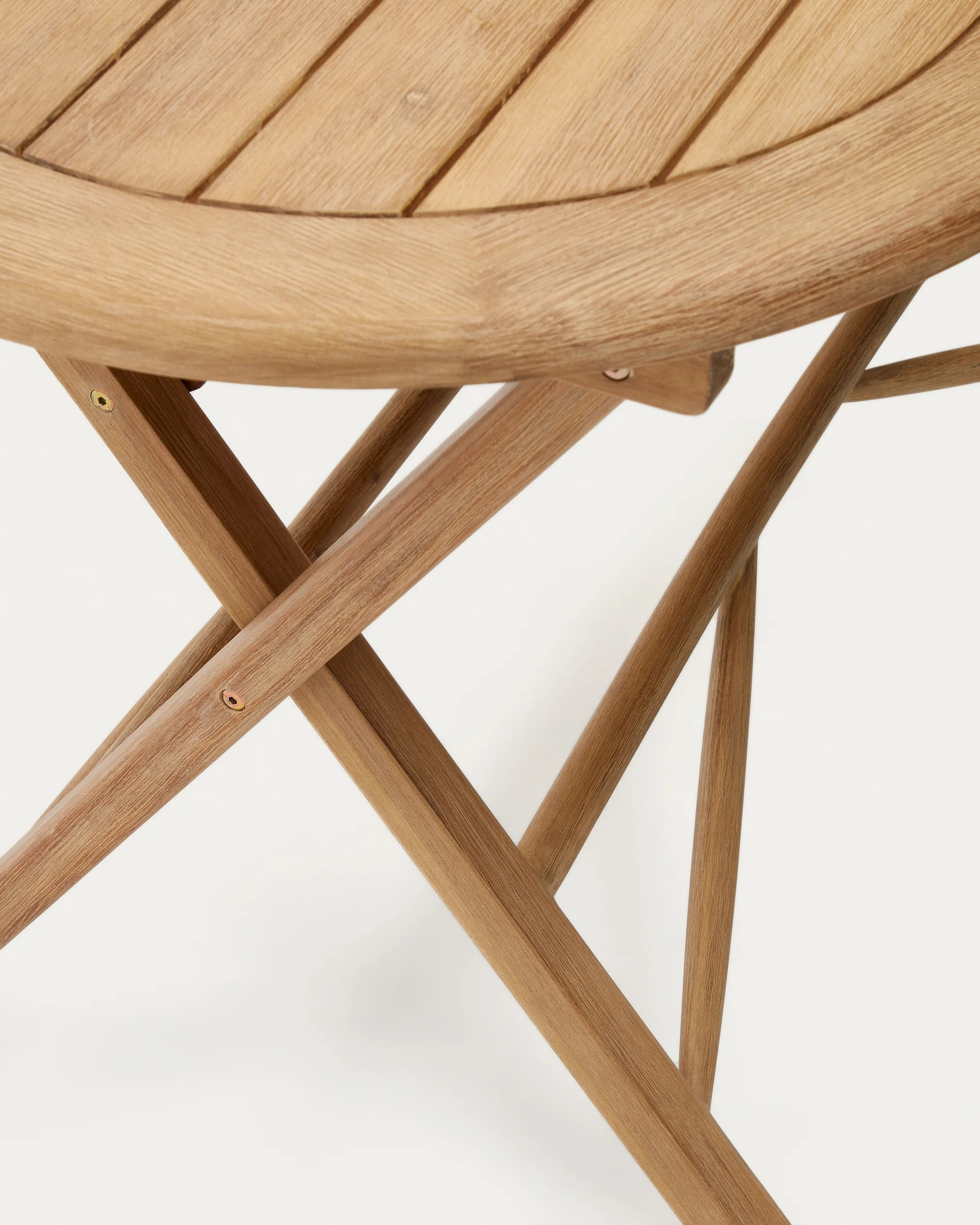 Dandara folding table in solid acacia wood natural finish, Ø 120 x 60 cm FSC 100% - Image 3
