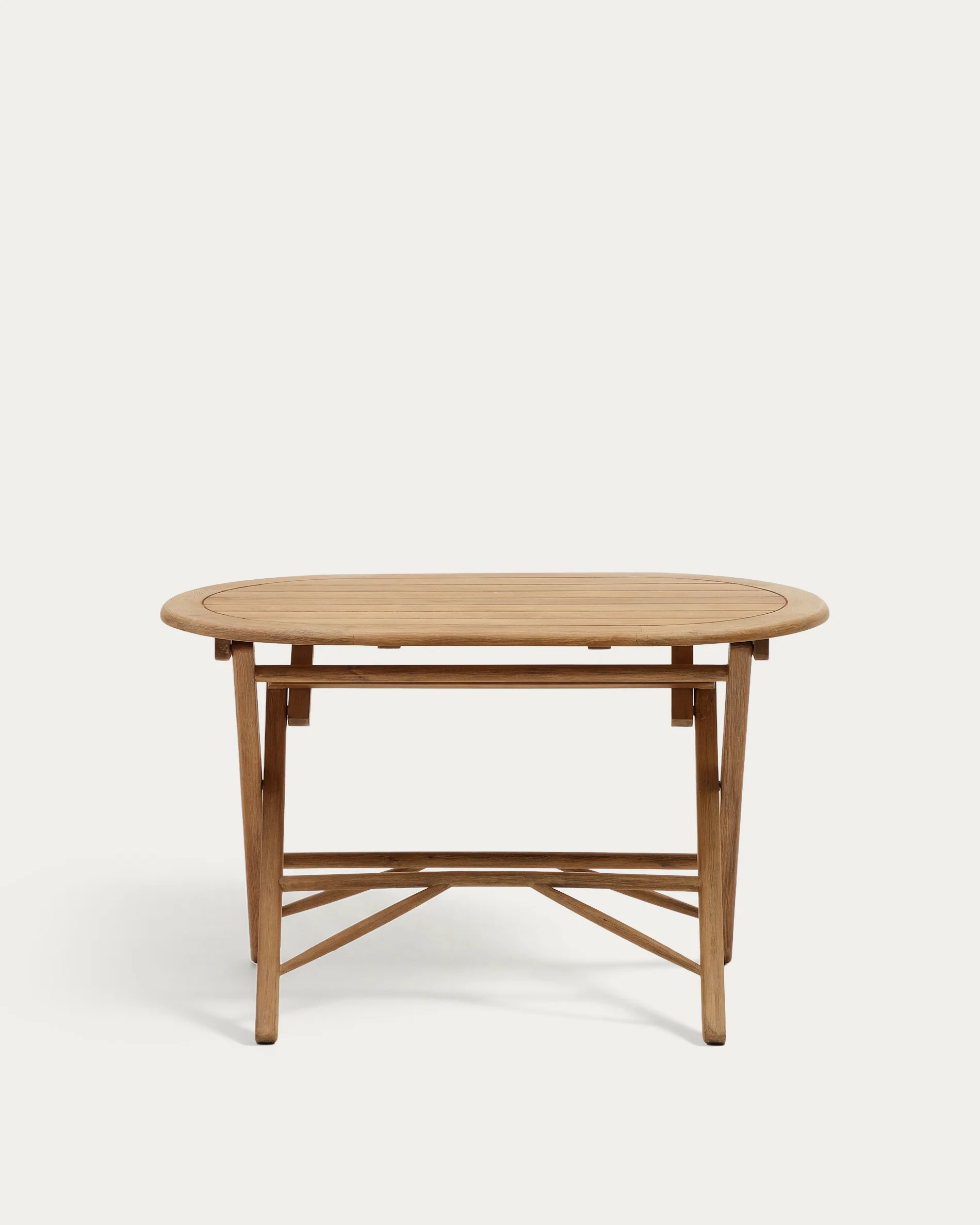 Dandara folding table in solid acacia wood natural finish, Ø 120 x 60 cm FSC 100% - Image 6