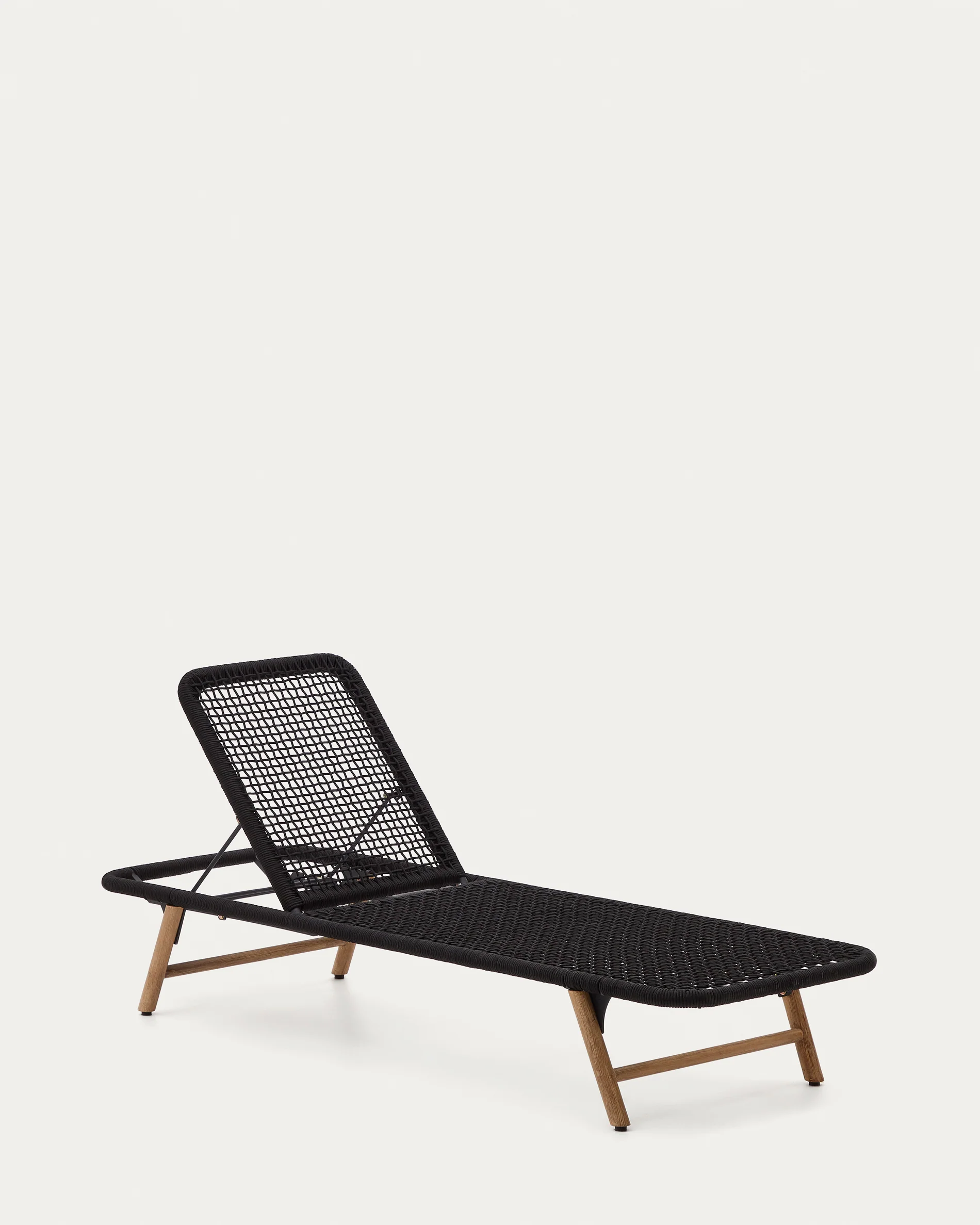 Dandara sun lounger with steel structure, black cord and solid acacia wood legs FSC 100% - Image 6