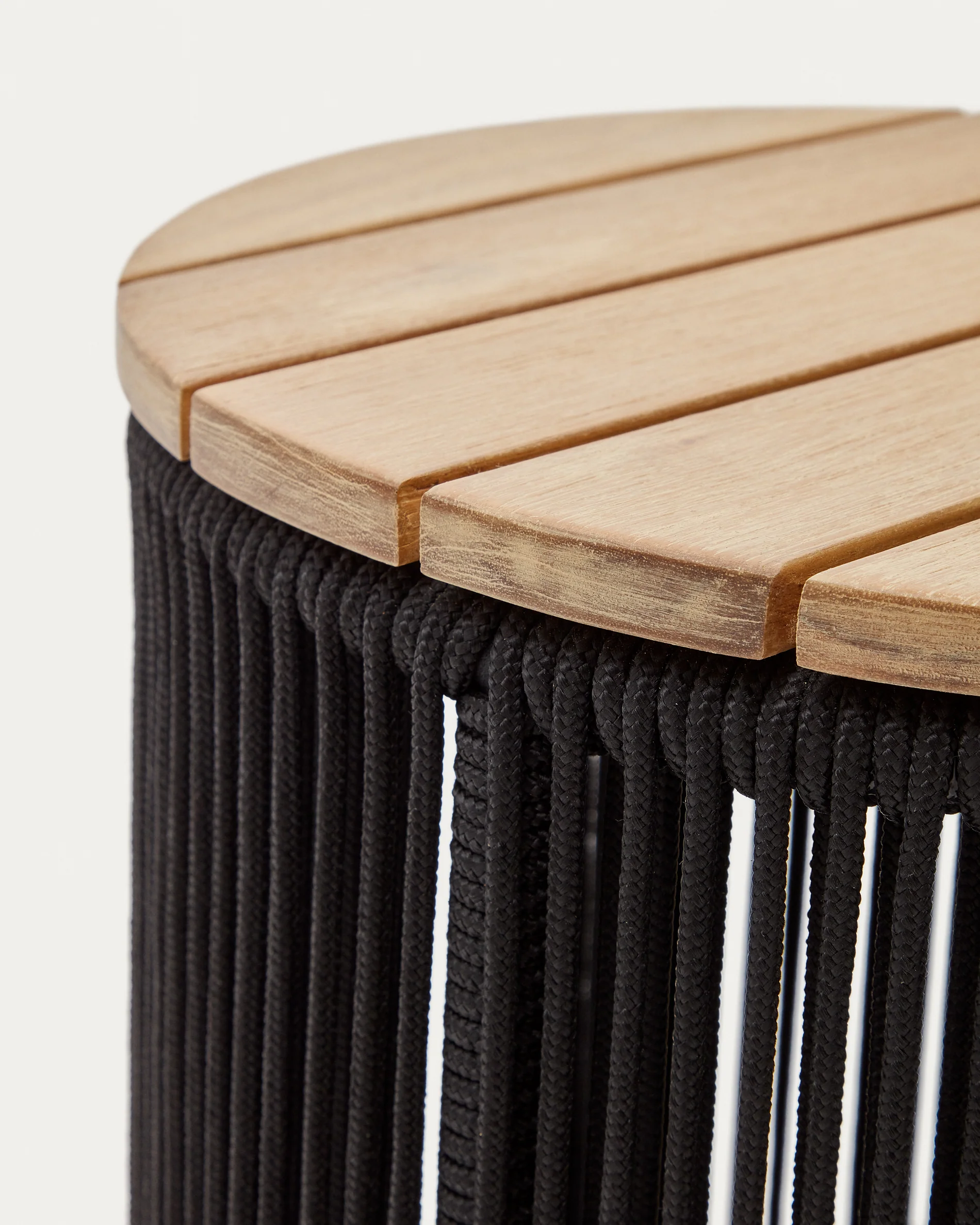 Dandara side table made of steel, black cord and solid acacia wood, Ø40 cm FSC 100% - Image 5